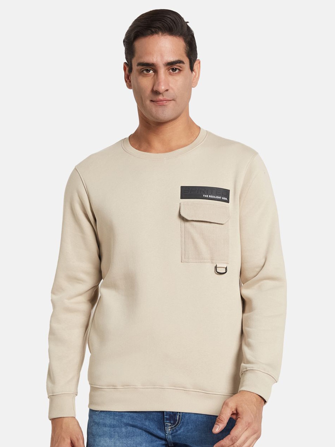 

Octave Men Round Neck Pullover Sweatshirt, Cream