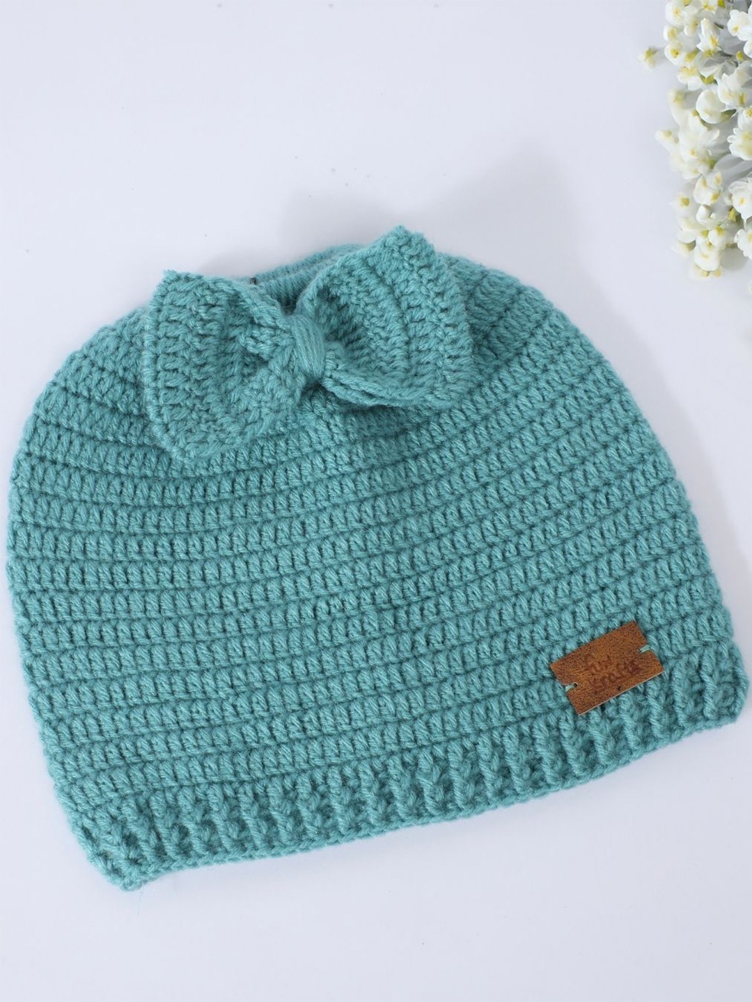 

FUNKRAFTS Girls Woollen Winter Self Design Beanie, Green