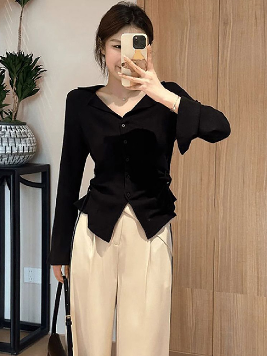 

StyleCast x Revolte Women Lapel Collar Top, Black
