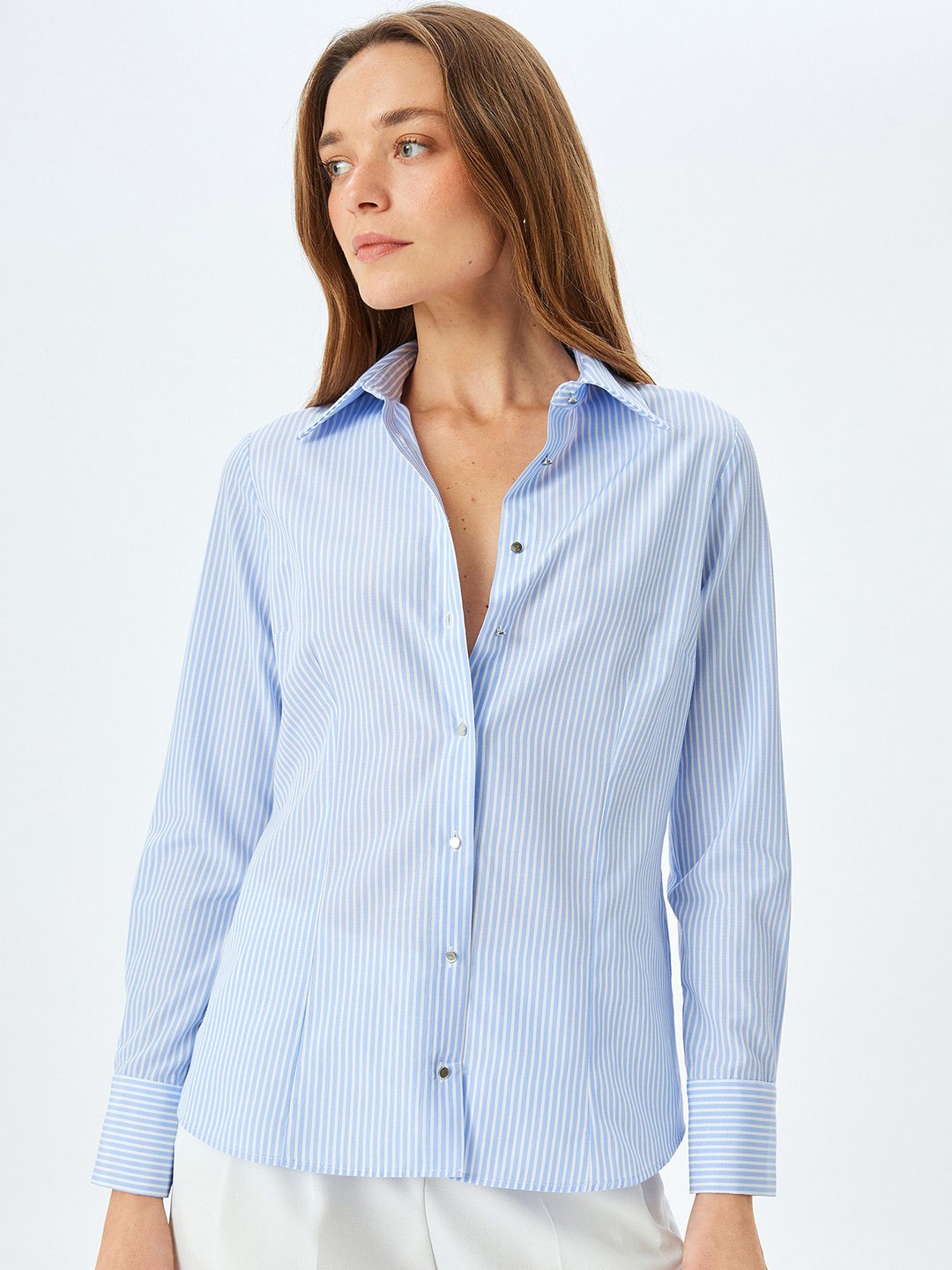 

Koton Women Opaque Striped Casual Shirt, Blue