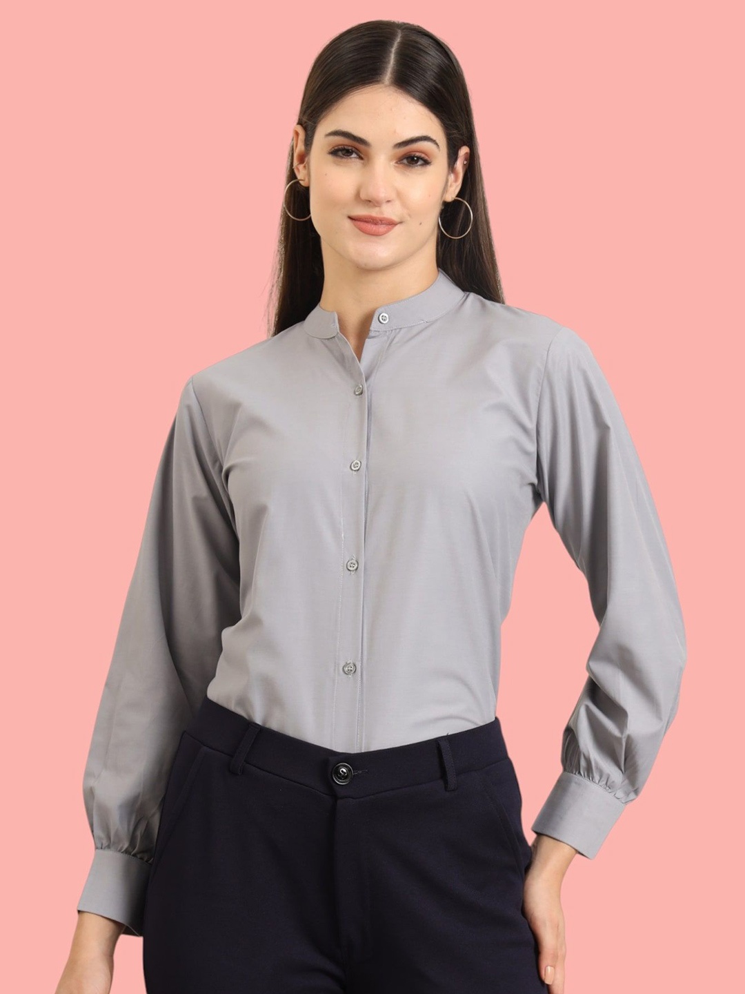 

All About You Formals Women Comfort Slim Fit Opaque Formal Shirt, Grey