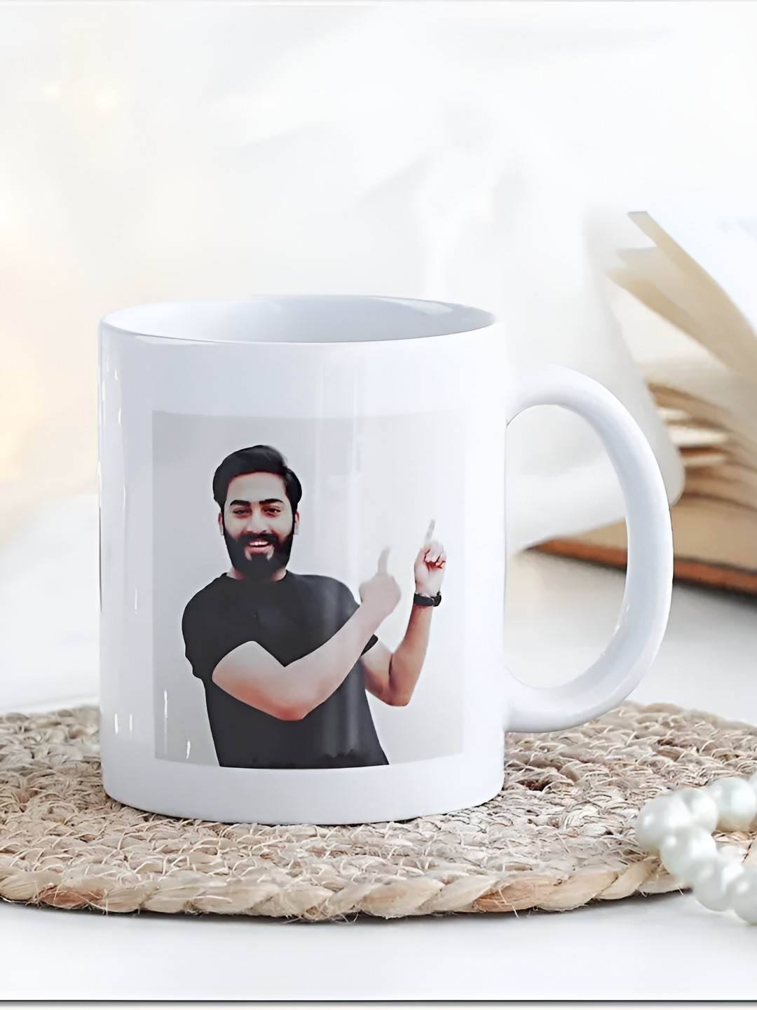 

fnp Multicoloured Printed Ceramic Glossy Mugs Set of Cups and Mugs, White