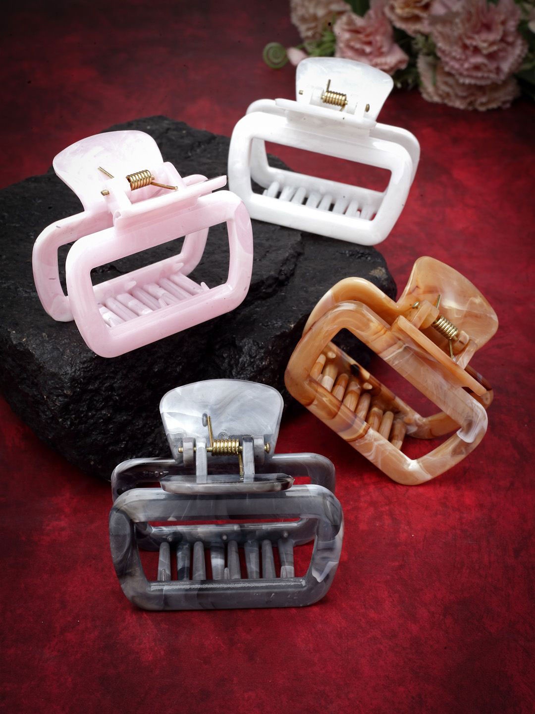 

VOGUE HAIR ACCESSORIES Women Set of 4 Claw Clip, Pink