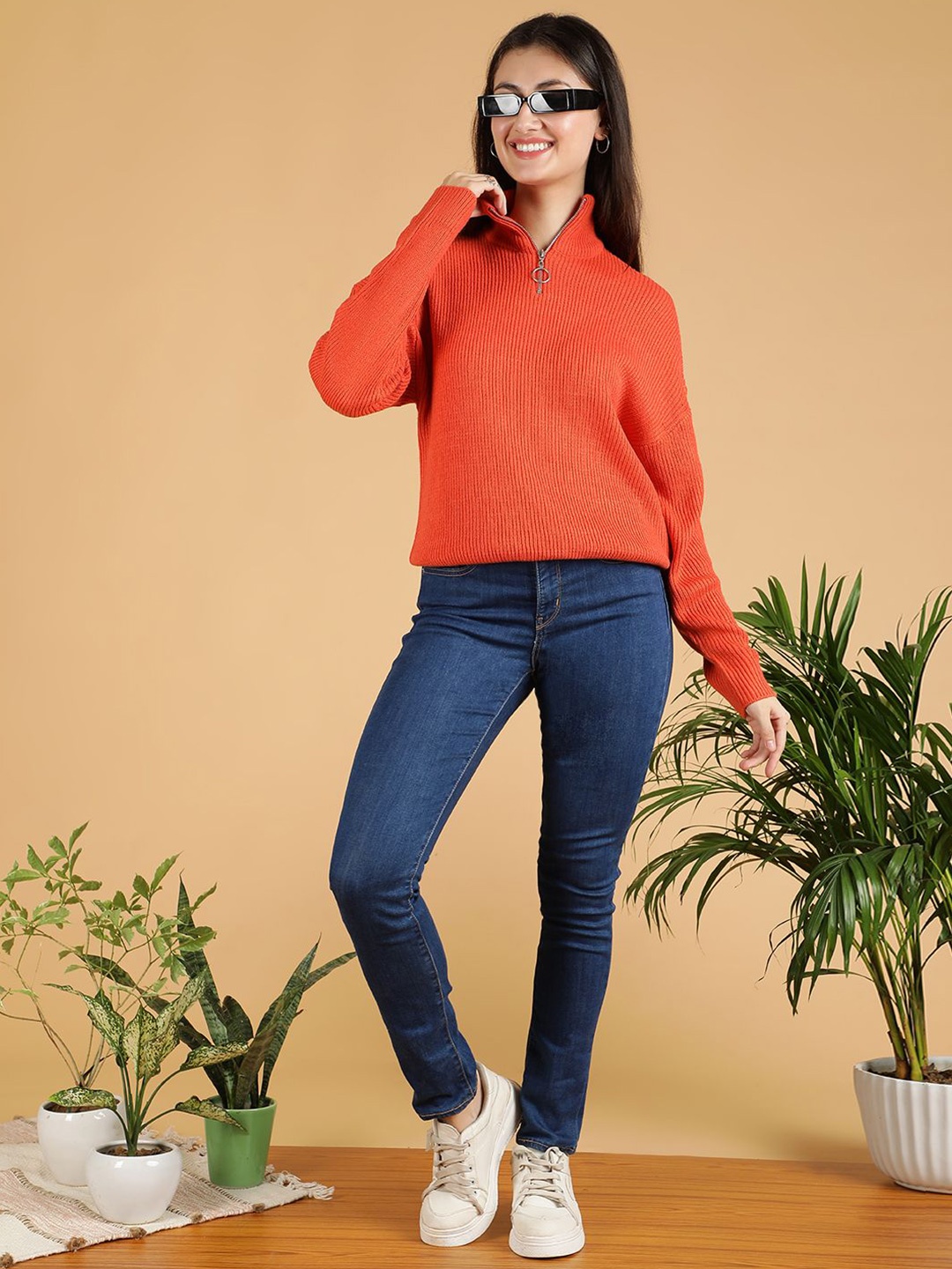 

Stylecast X Kotty Women Turtle Neck Pullover Sweaters, Red