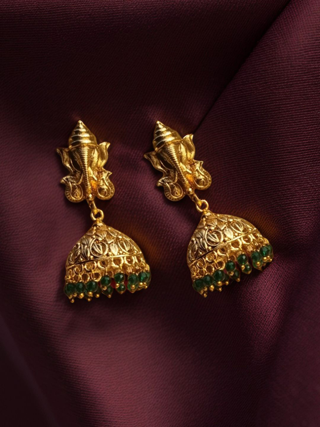 

Kalakrith Milano Dome Shaped Jhumkas Earrings, Green