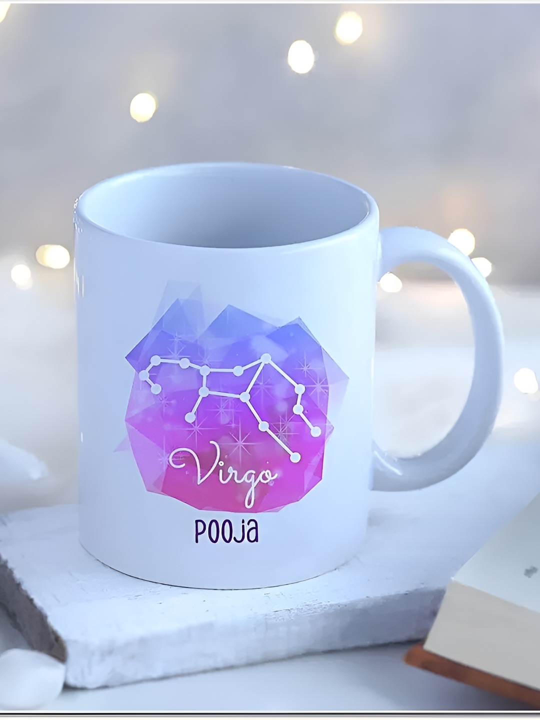 

fnp White & Purple Printed Ceramic Glossy Mugs Set of Cups and Mugs