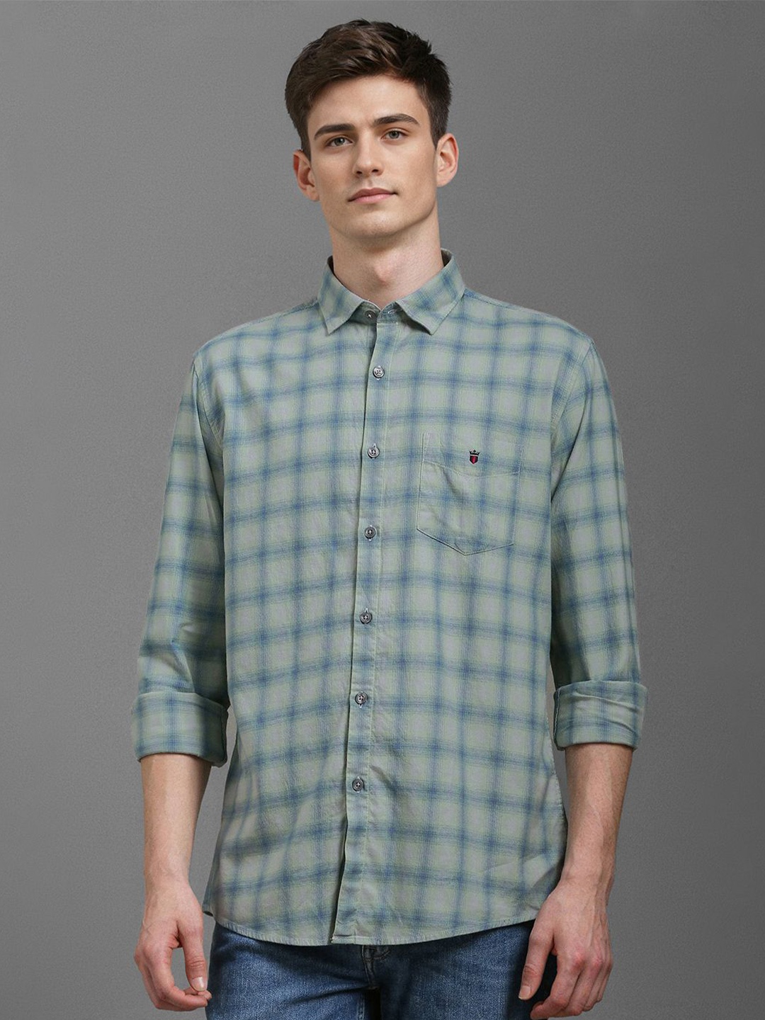 

Louis Philippe Sport Men Slim Fit Opaque Checked Casual Shirt, Grey