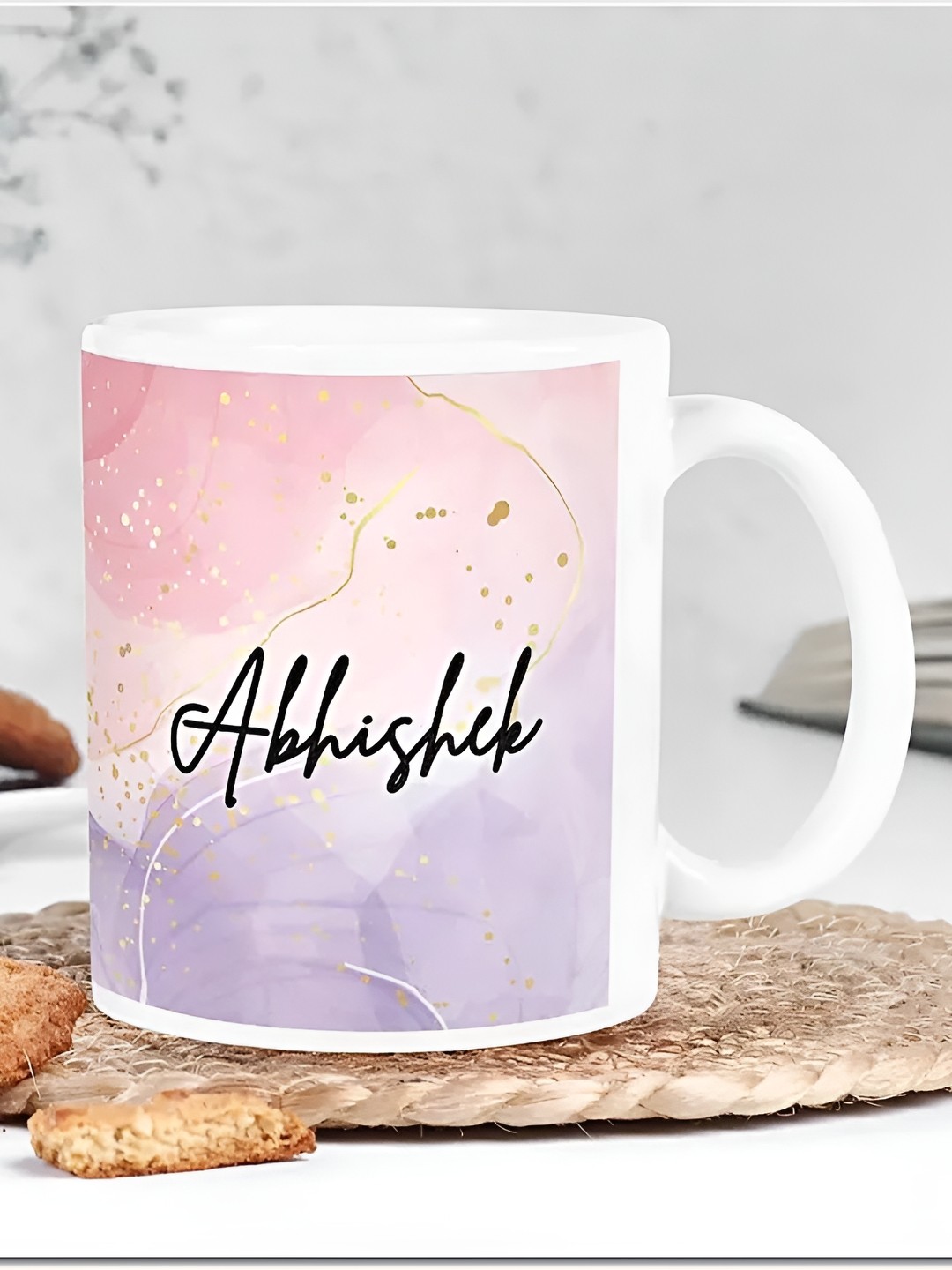 

fnp Multicoloured Printed Ceramic Glossy Mugs Set of Cups and Mugs, Pink