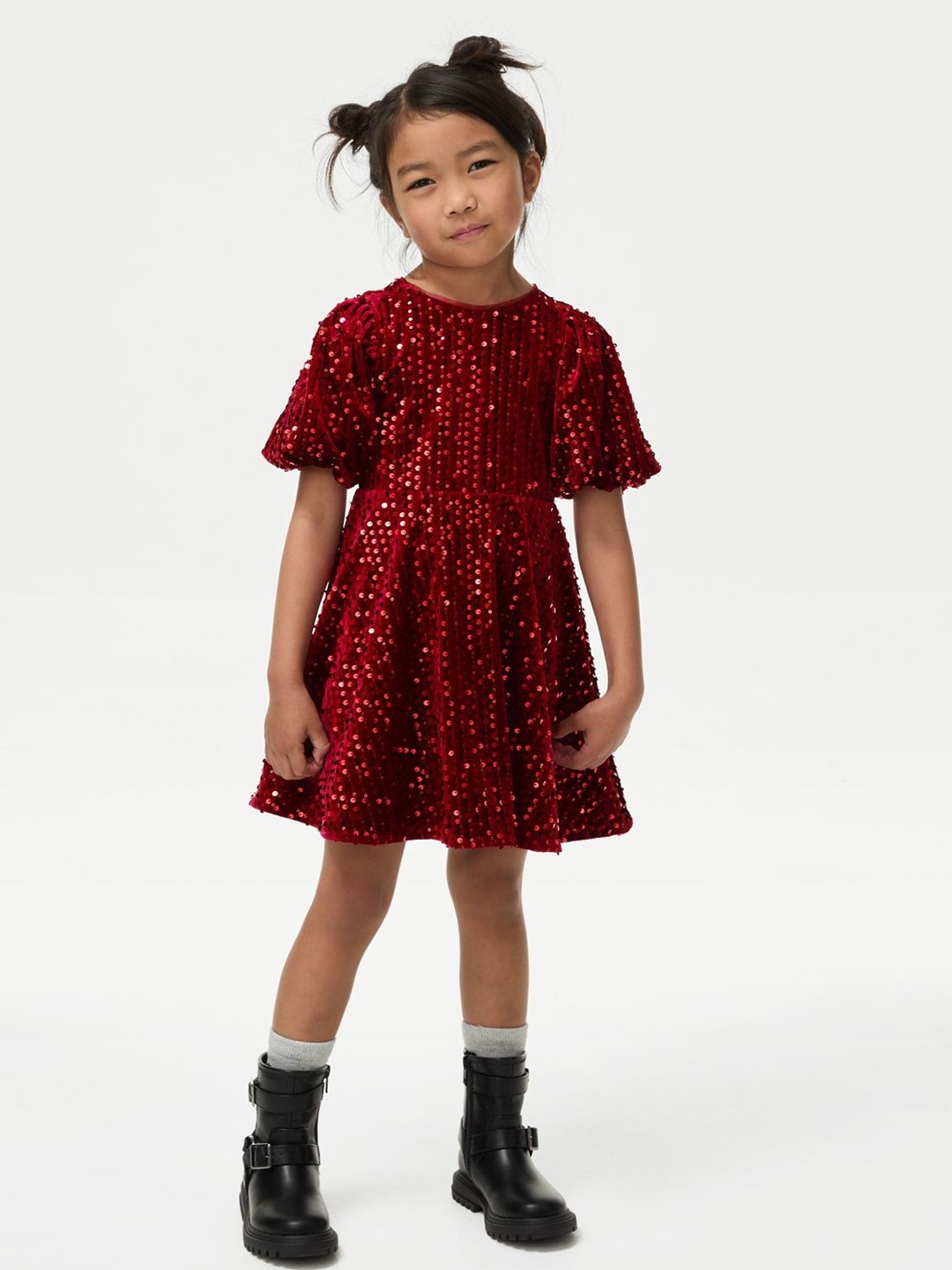 

Marks & Spencer Floral Print A-Line Dress, Red