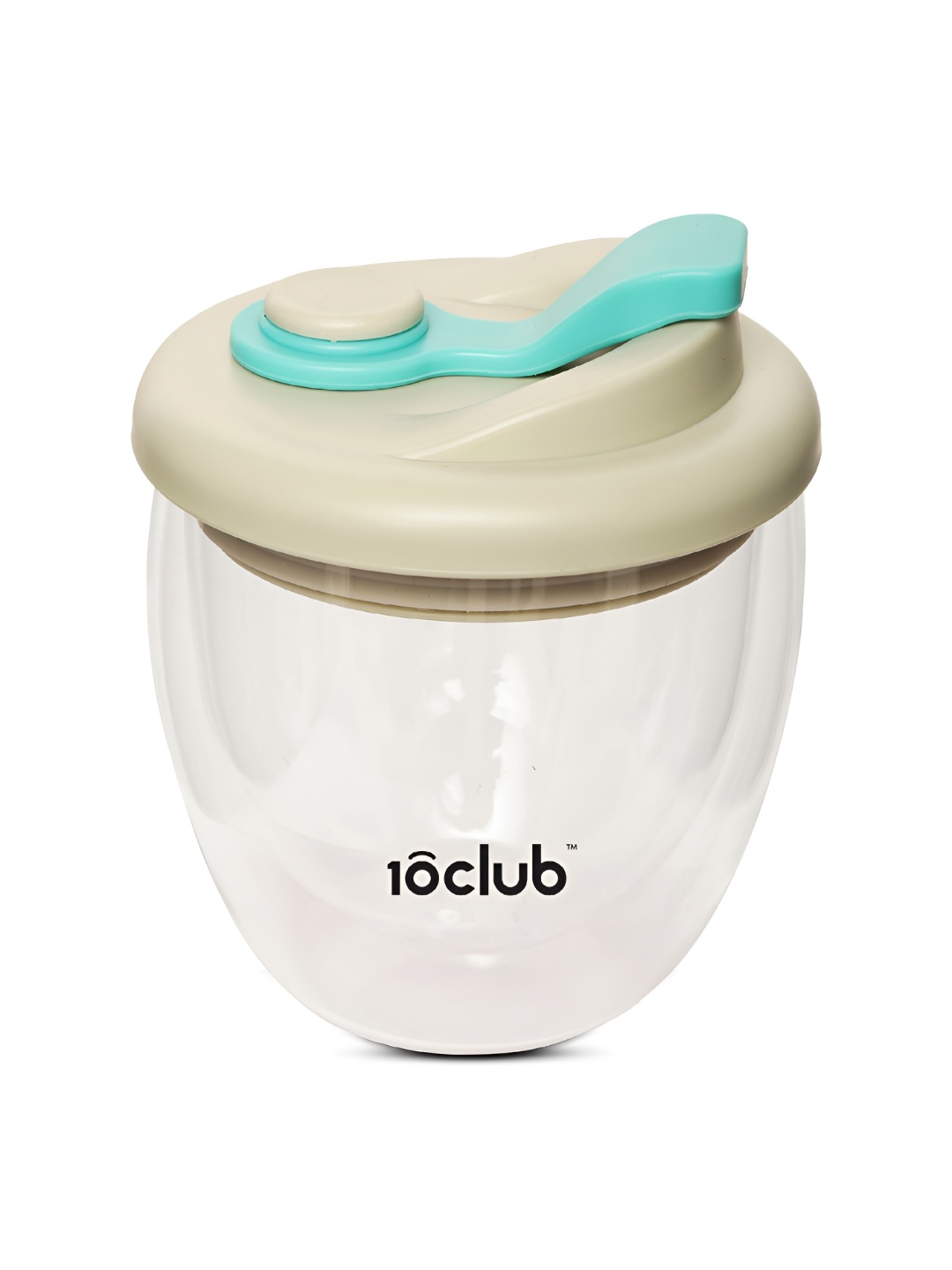 

10club Beige & Turquoise Blue Solid Borosilicate Glass Glossy Mugs Set of Cups and Mugs