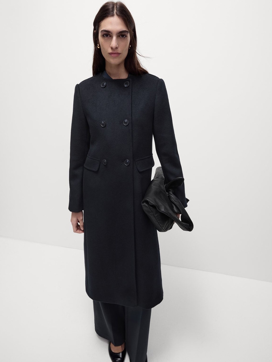 

Marks & Spencer Double Breasted Overcoat, Navy blue