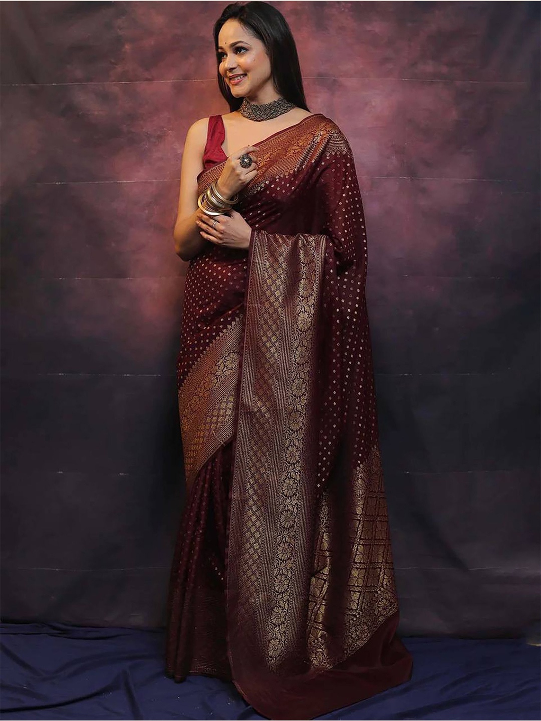 

Aldwych Woven Design Zari Banarasi Saree, Maroon