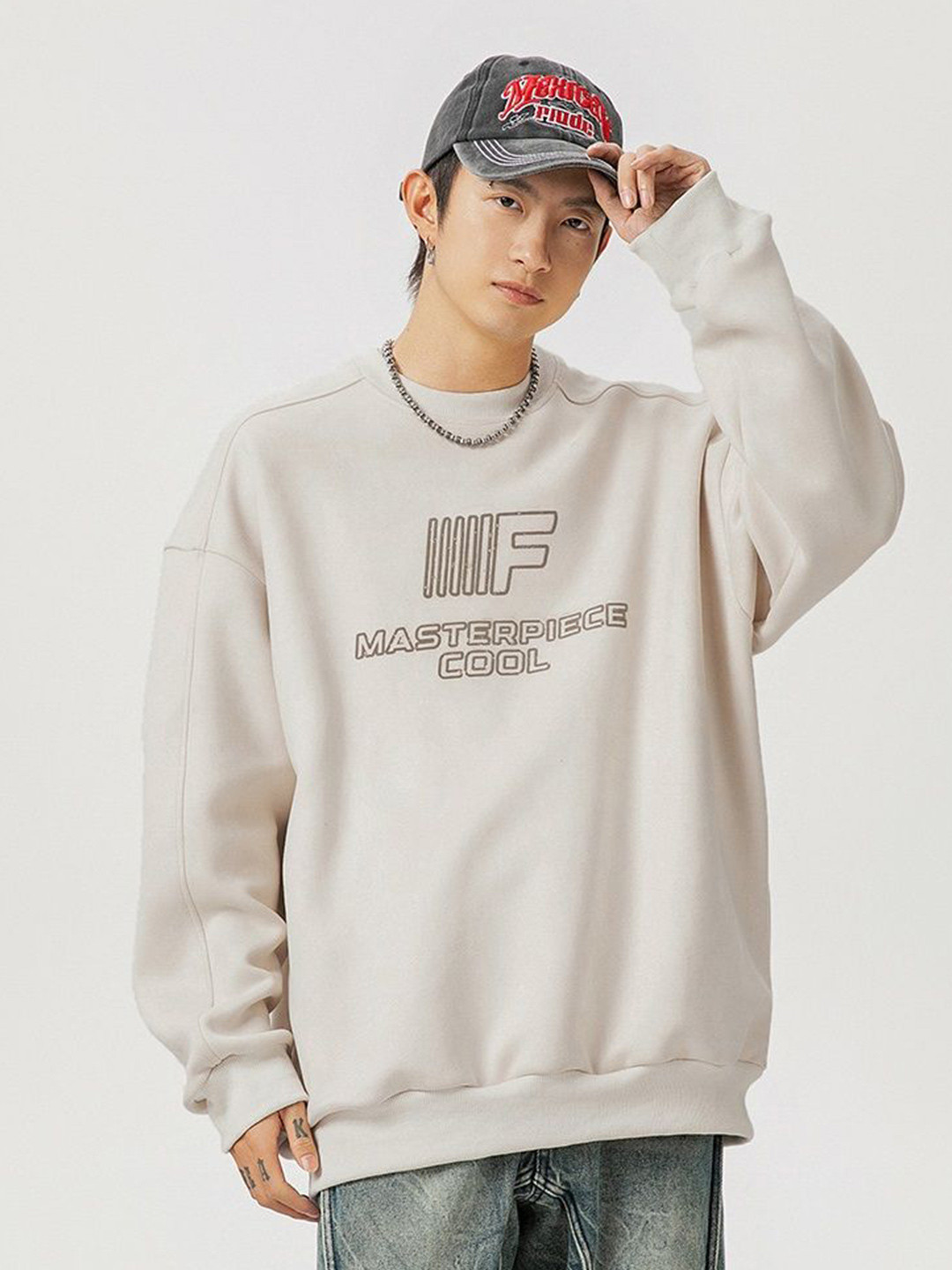 

HERE&NOW Men Printed Pullover Sweatshirt, Khaki