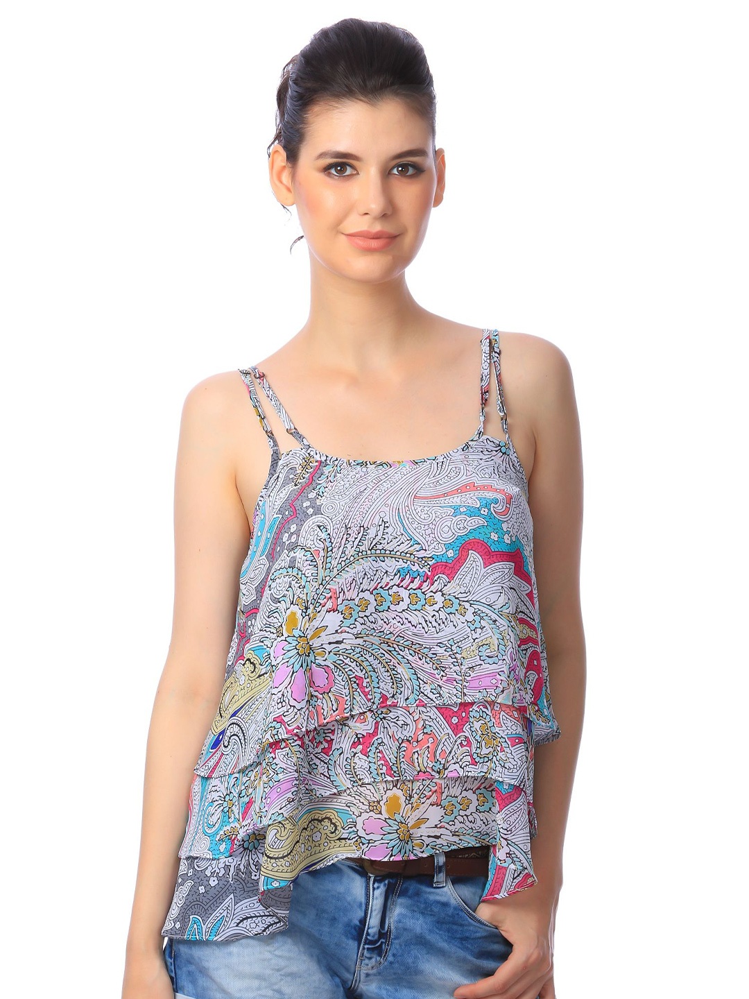 

BAESD Women Floral Printed Shoulder Straps Top, Multi