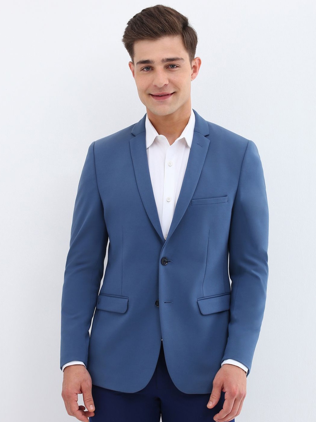 

Allen Solly Slim-Fit Single-Breasted Formal Blazer, Blue