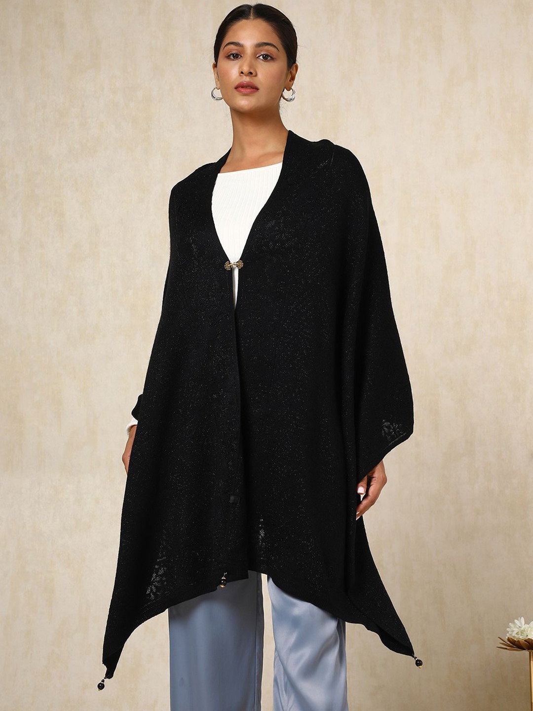 

Soch Woven Design Acrylic Shawl, Black