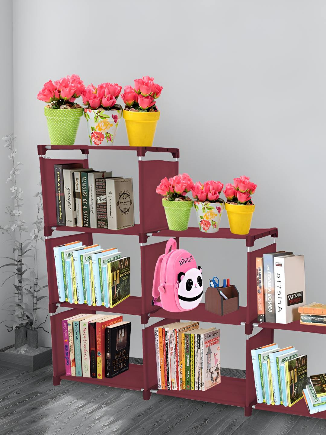 

Decent Hut Red Metal 9-Shelf Open Book Shelf