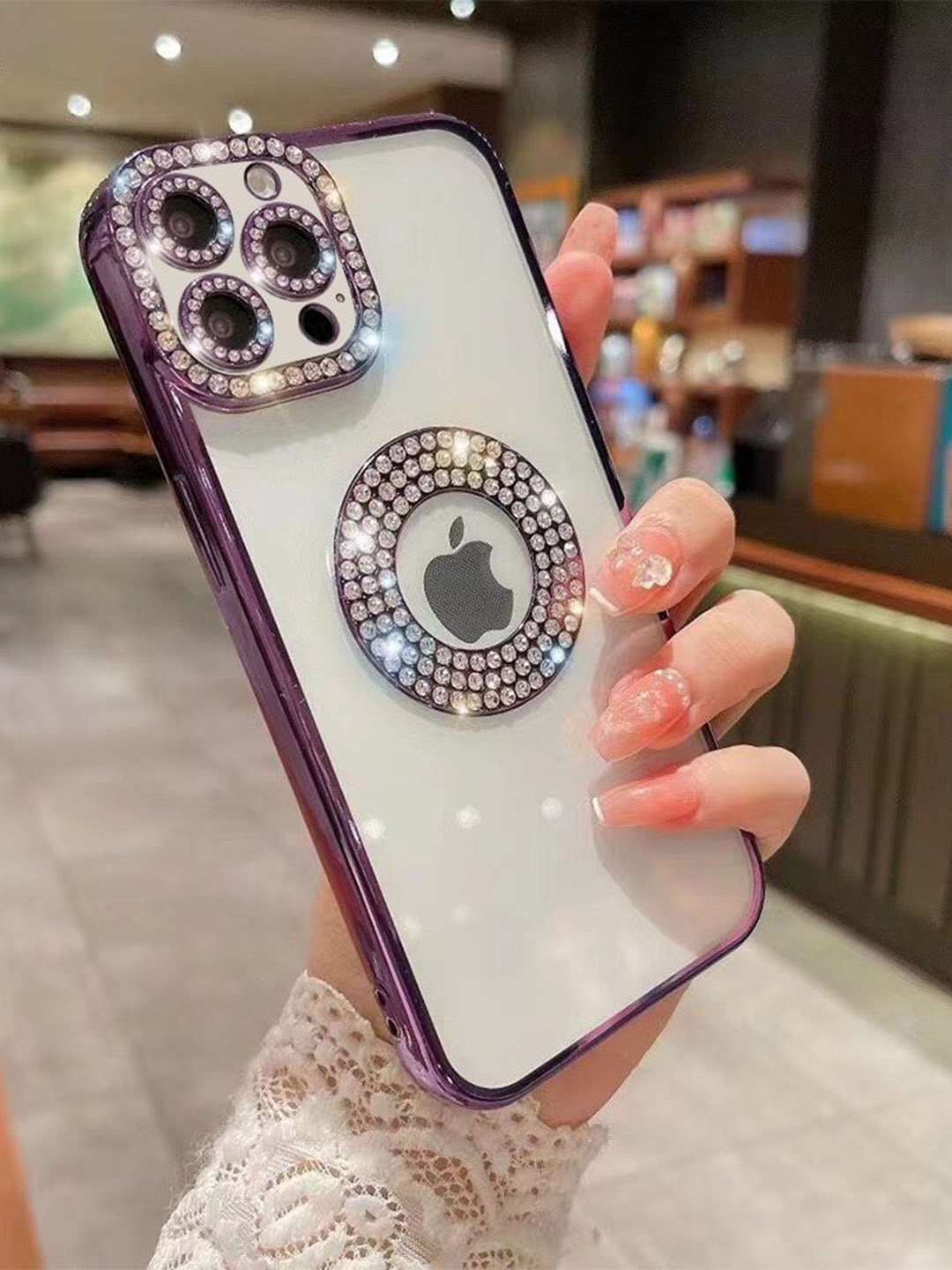 

Luxury Kase Embellished iPhone 12 Pro Max Back Mobile Case LK030, Purple