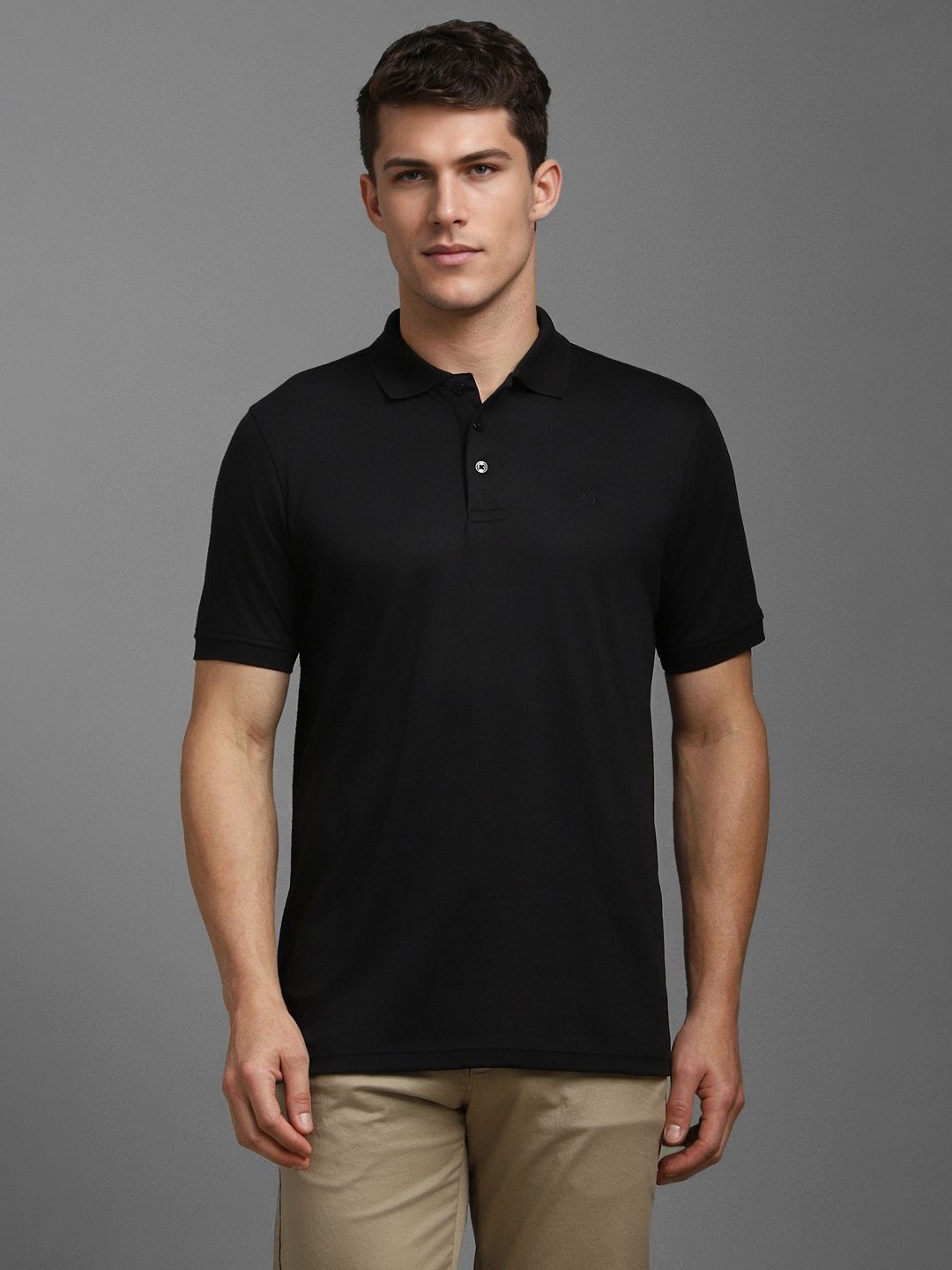 

Louis Philippe Men Polo Collar T-shirt, Black