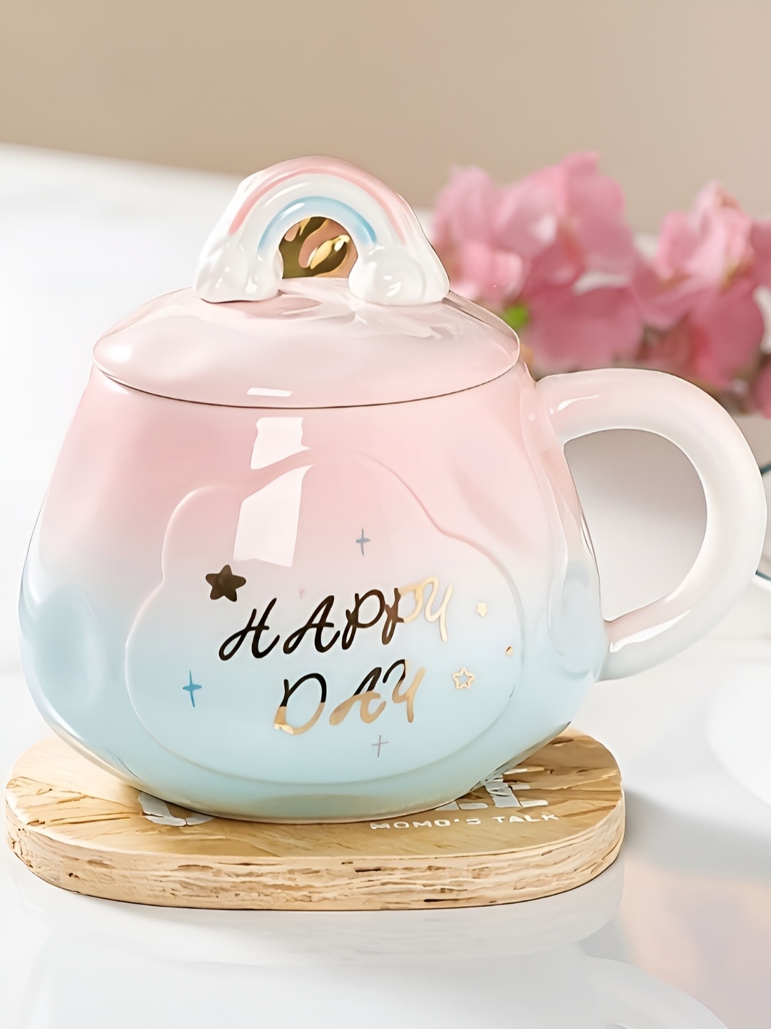 

BonZeaL Pink & Blue Printed Ceramic Glossy Cups Set of Cups and Mugs