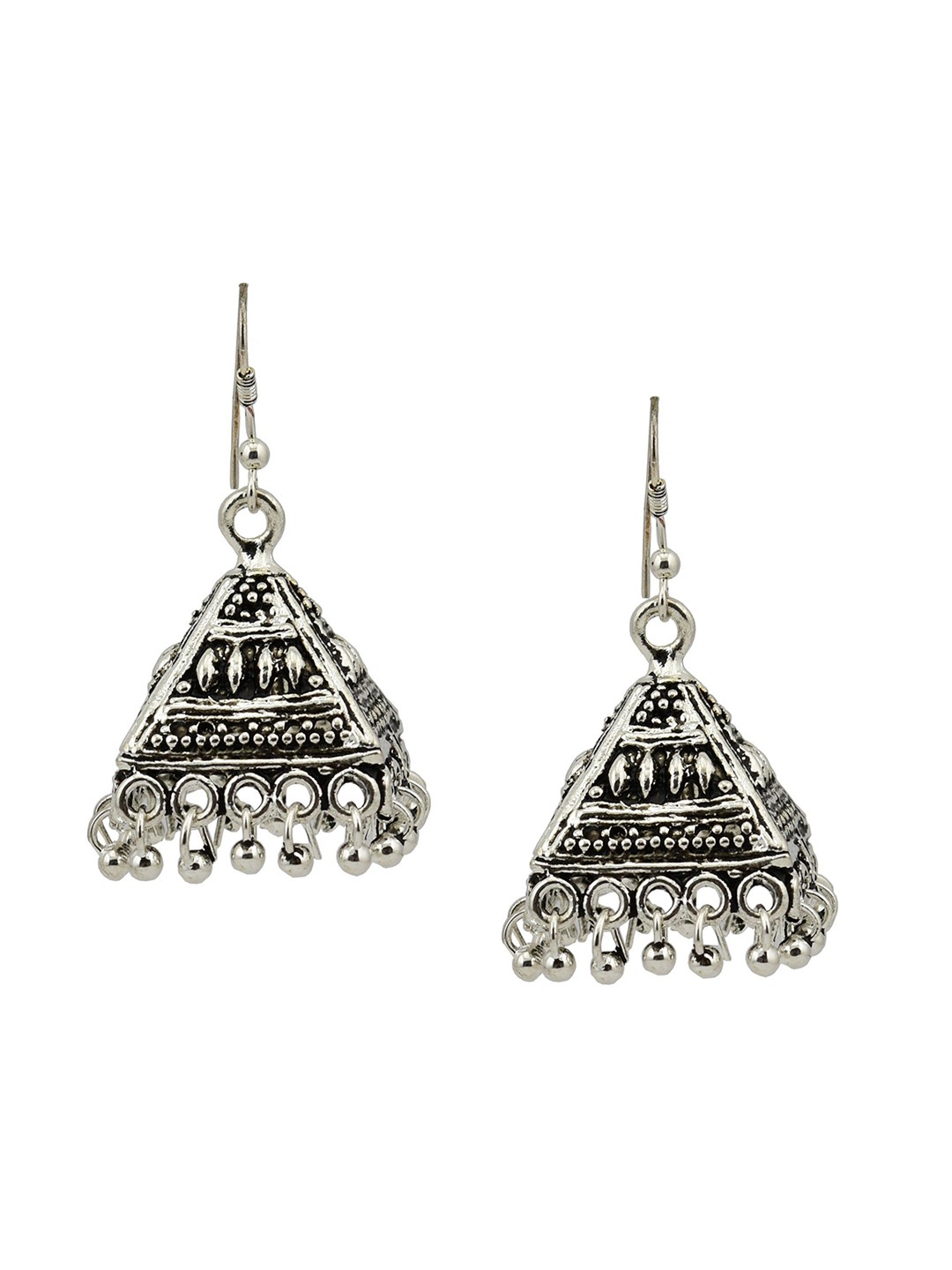 

HIGH TRENDZ Contemporary Jhumkas Earrings, Silver