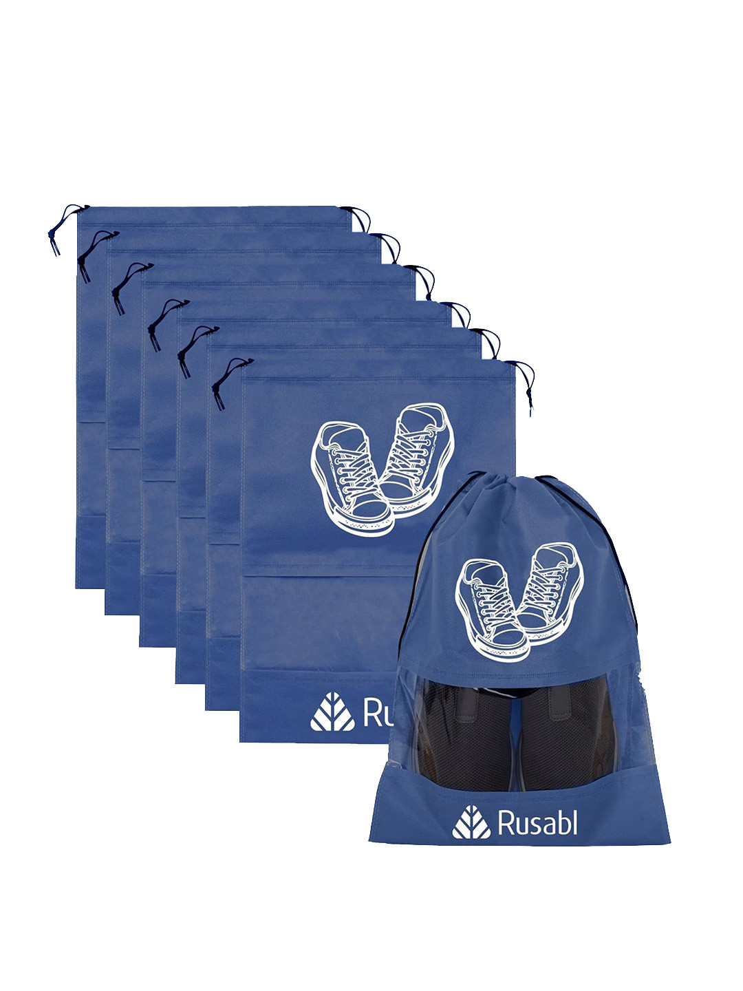 

Rusabl Pack of 6 Travel Shoe Bag, Blue