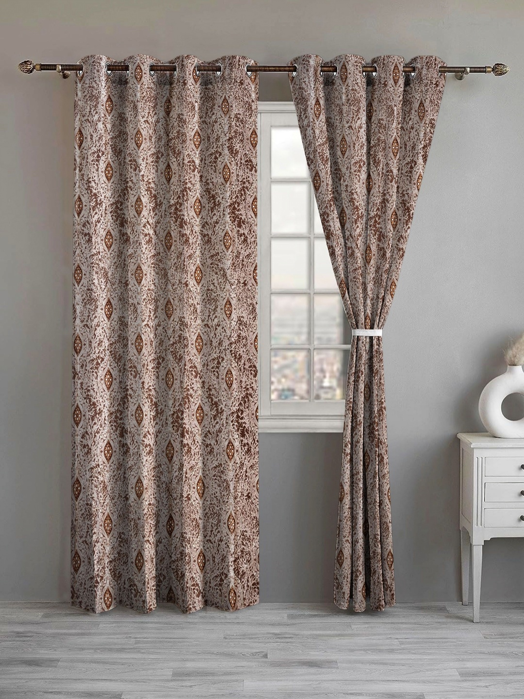 

Lunar Days Grey Set of 2 Floral Room Darkening Door Curtain