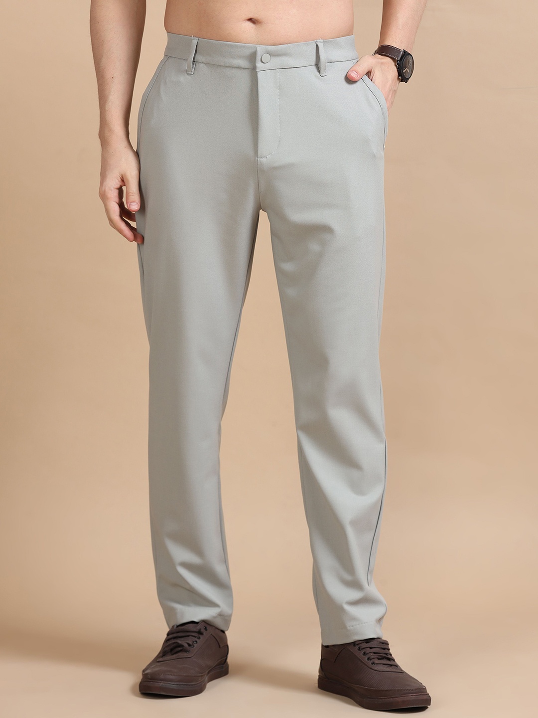 

RIGS AND RAGS Men Original Slim Fit Trousers, Grey