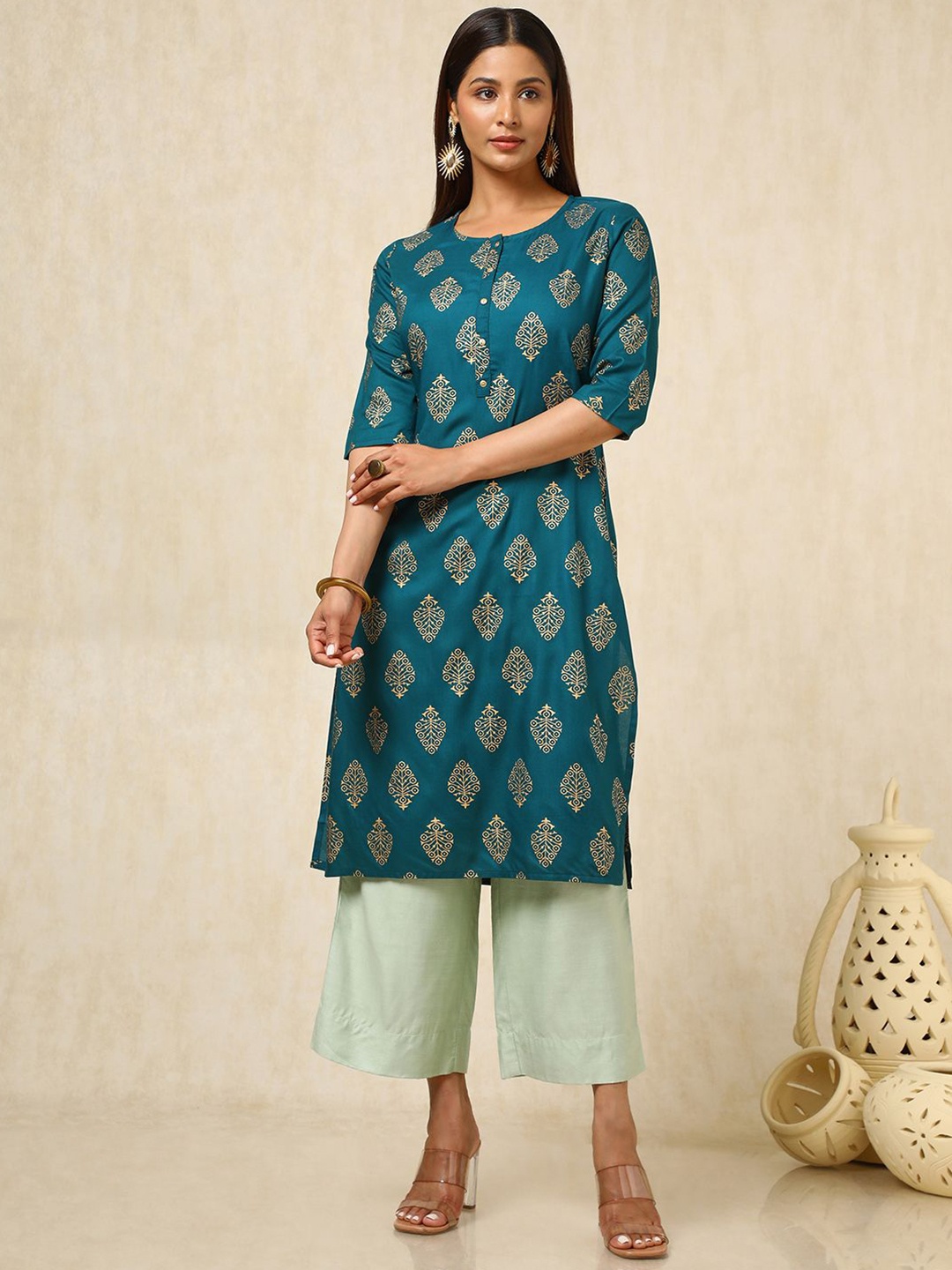 

Soch Women Ethnic Motifs Printed Kurta, Teal