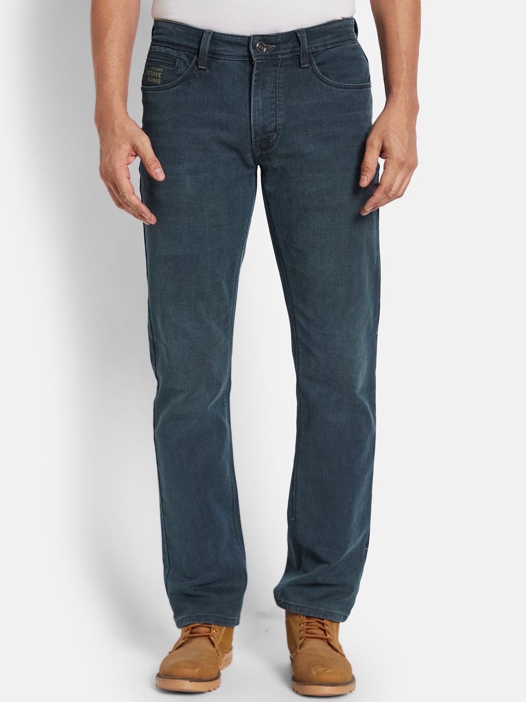 

Octave Men Straight Fit Highly Distressed Stretchable Jeans, Navy blue