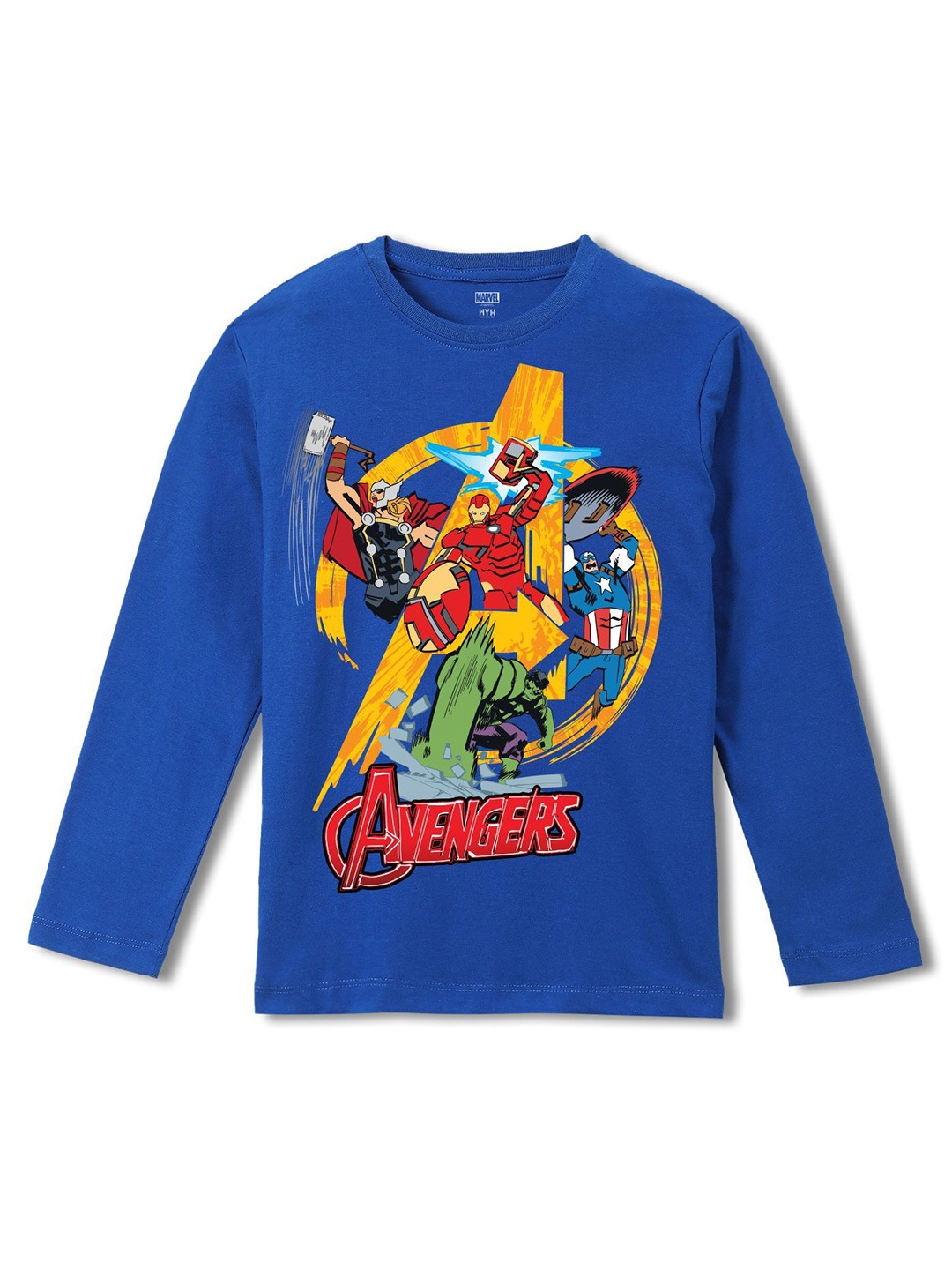 

Wear Your Mind Boys Avengers Printed Pure Cotton Applique T-shirt, Blue