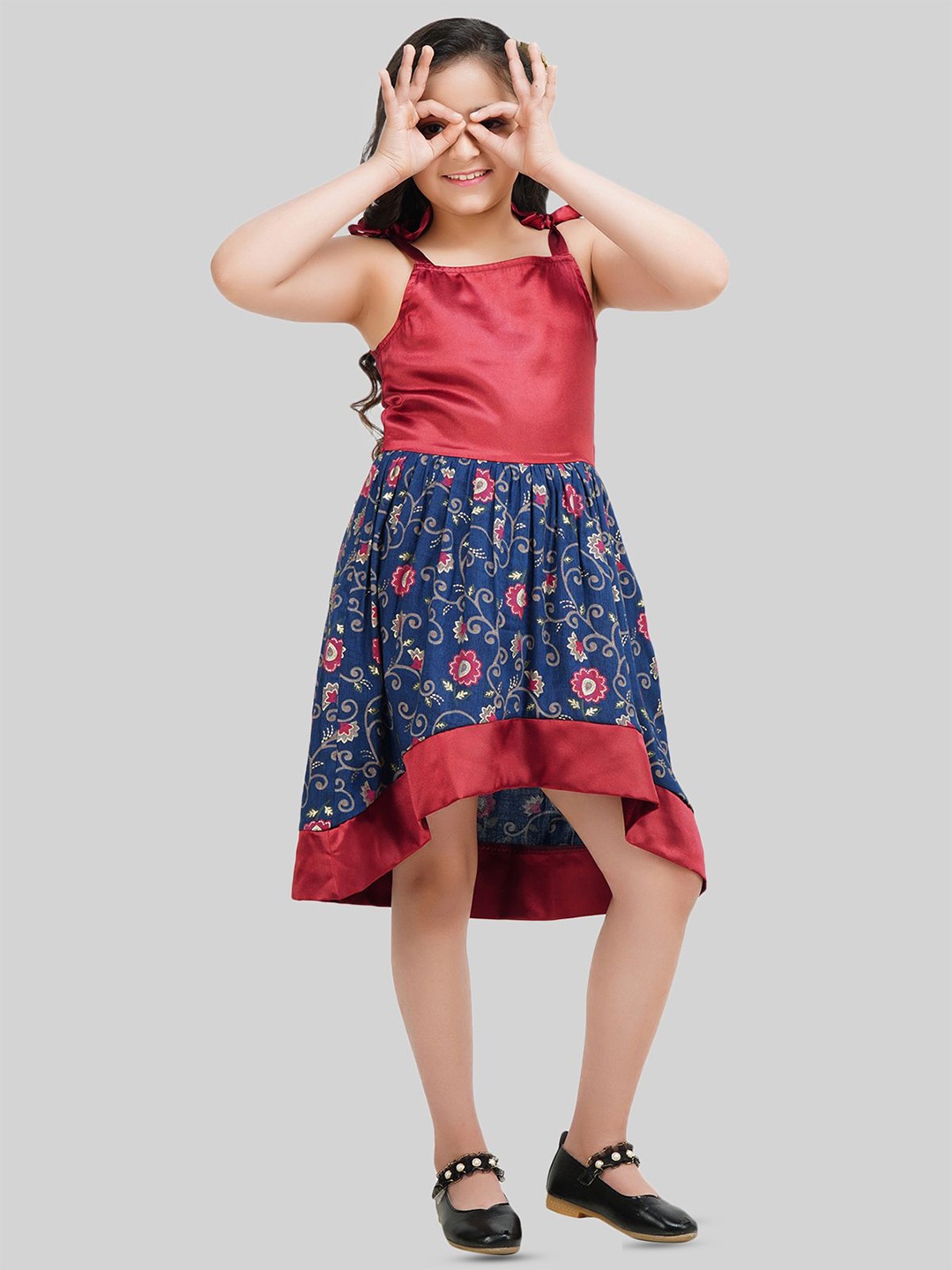

BEING NAUGHTY Girls Floral Printed Fit & Flare Dress, Red