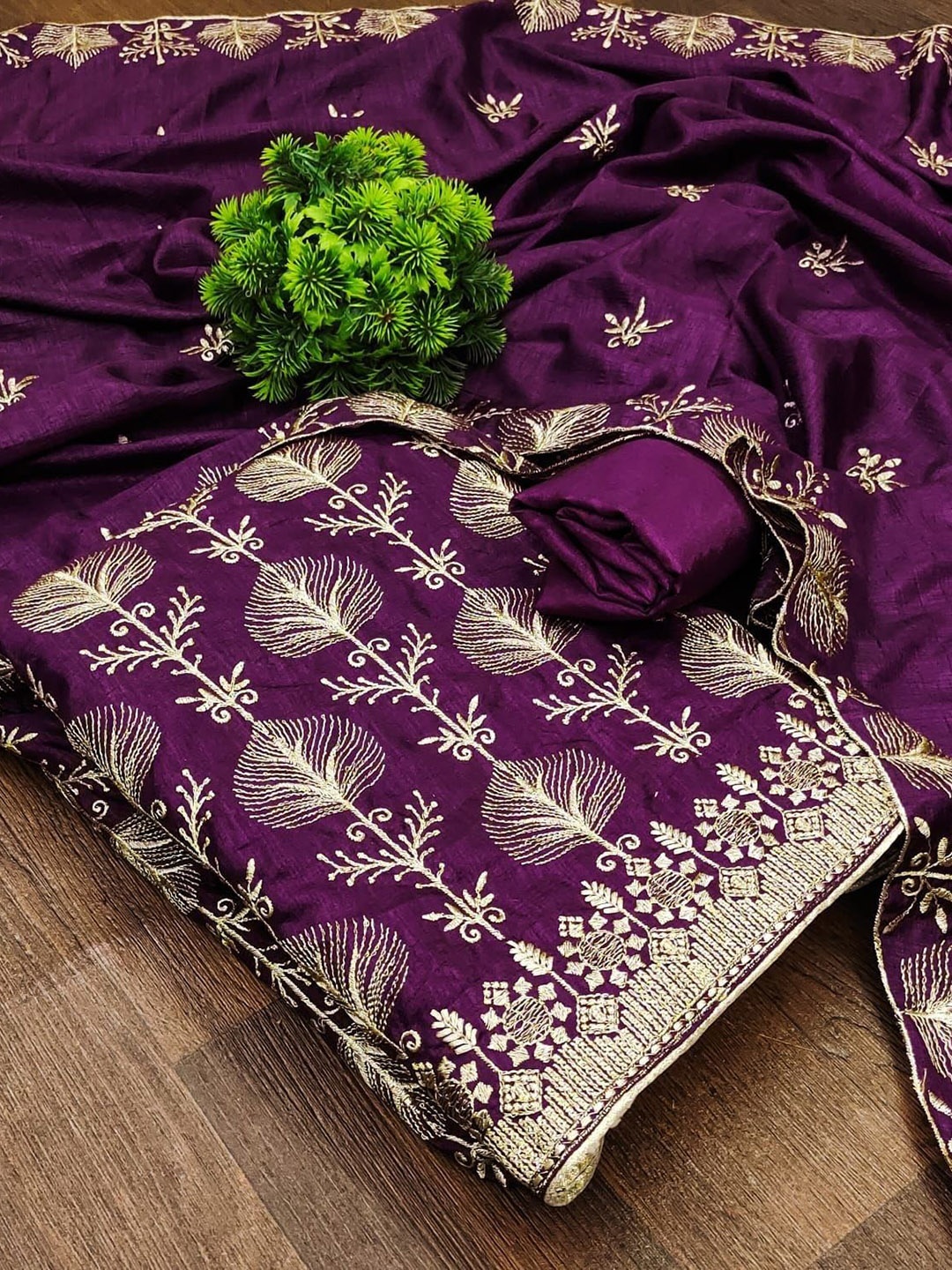 

mimi design Unstitched Dress Material, Purple