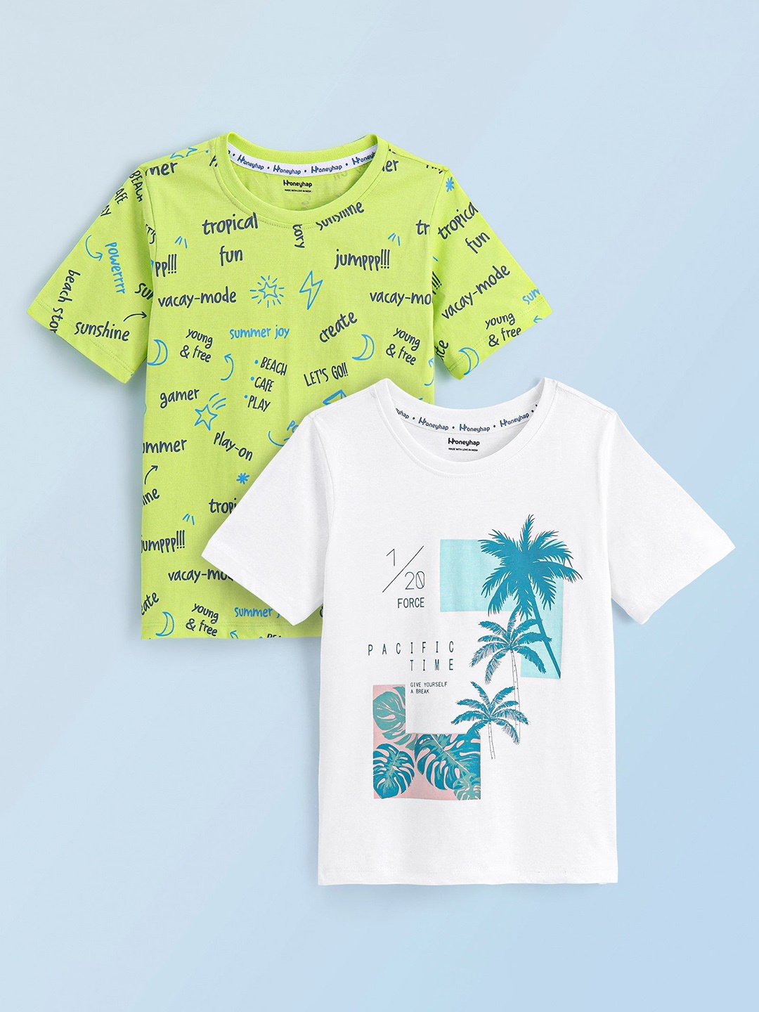 

Honeyhap Boys 2 Printed Hooded T-shirt, White