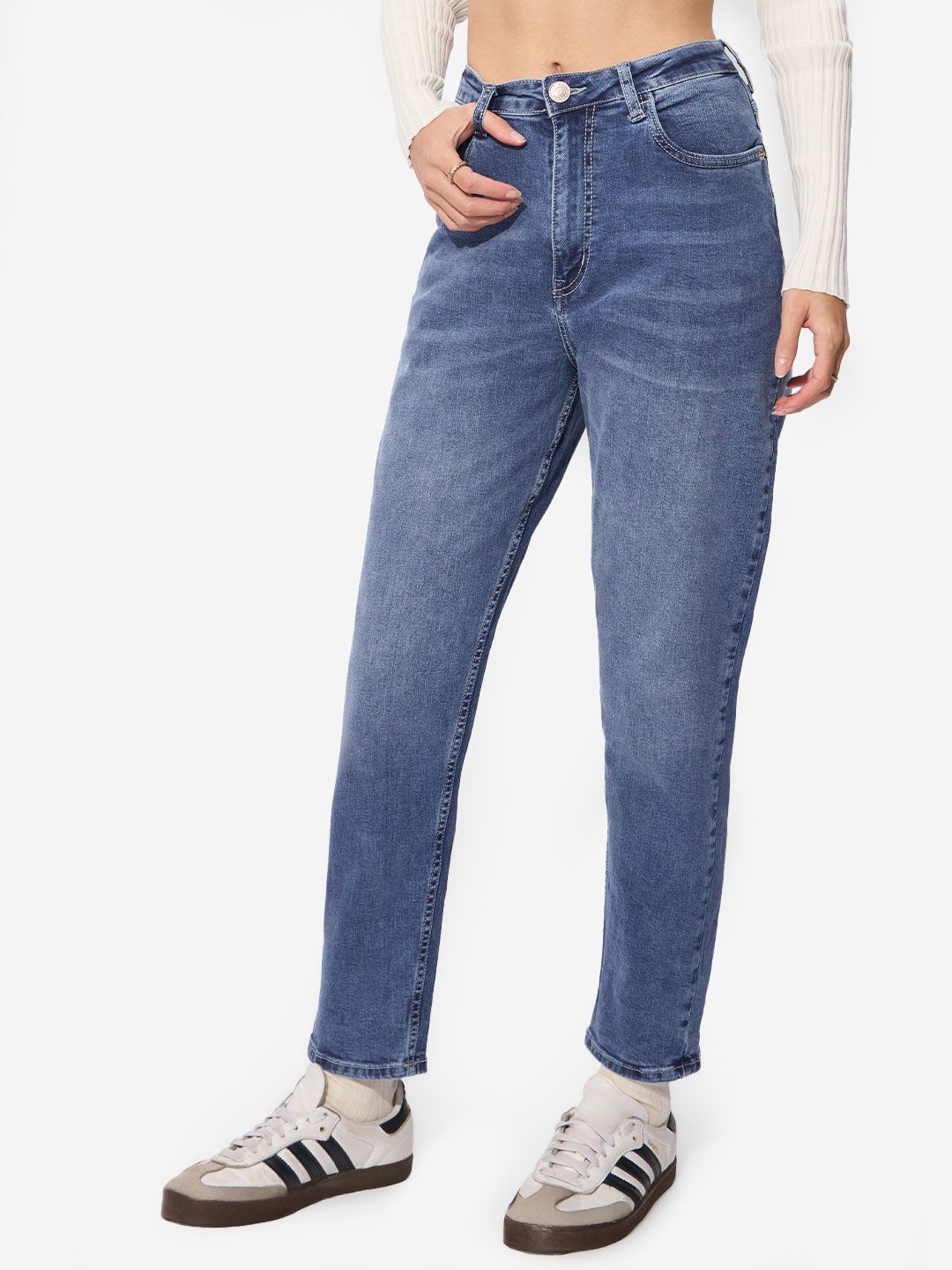 

The Souled Store Women Mid-Rise Slim Fit Light Fade Jeans, Blue