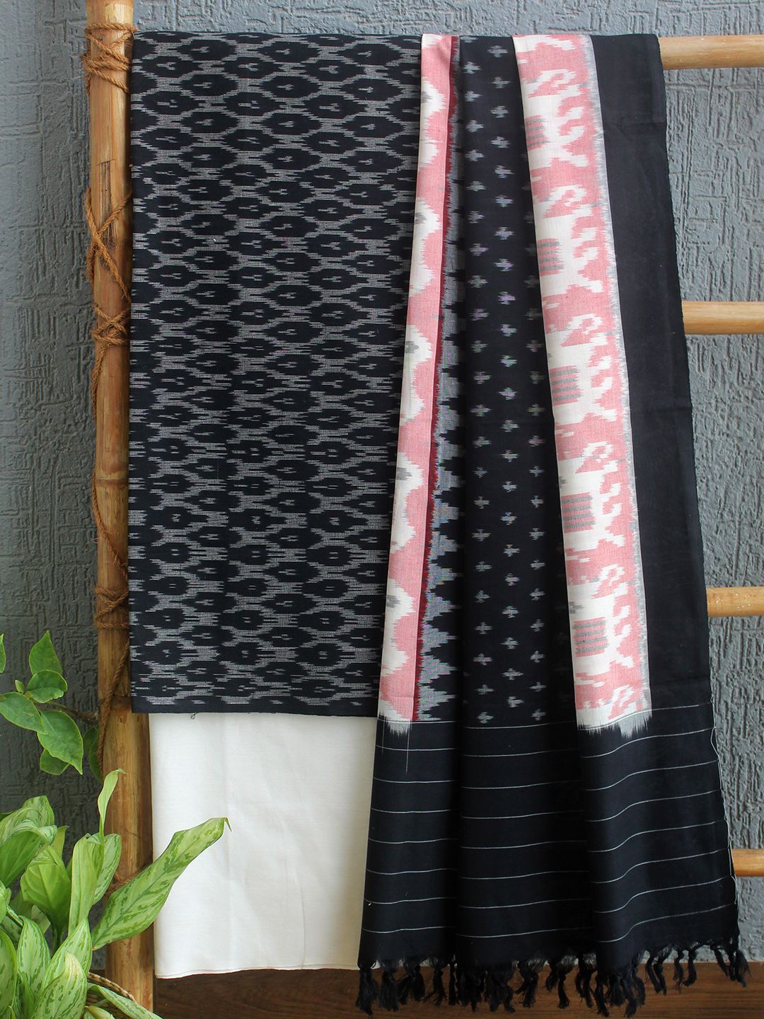 

Weaves of Tradition Pure Cotton Unstitched Dress Material, Black
