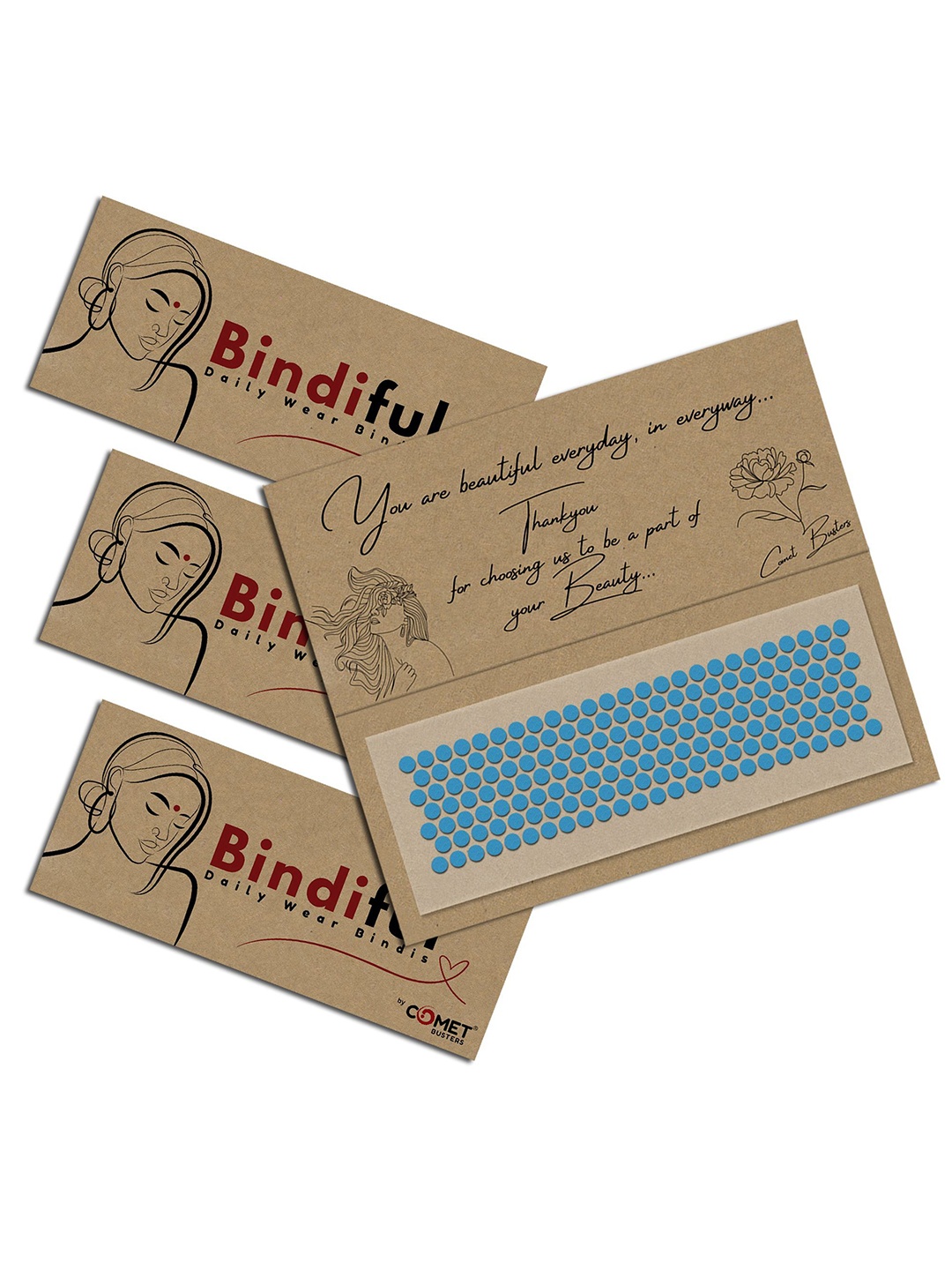 

Comet Busters Bindiful Set Of 3 Traditional Bindis - Turquoise Blue