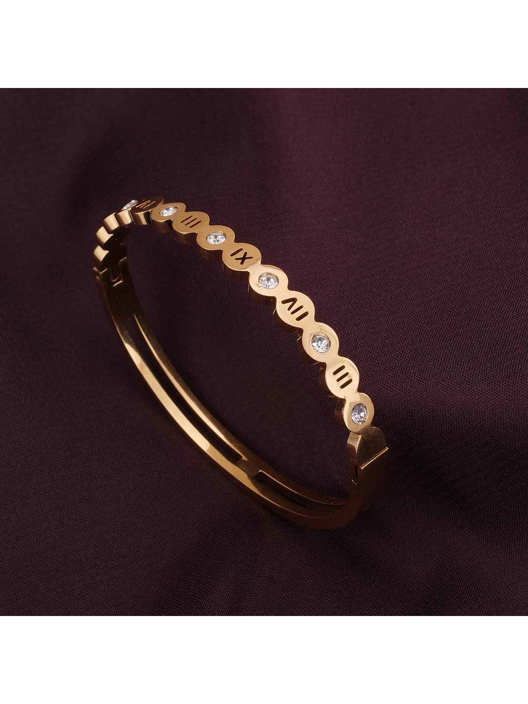 

PALMONAS Women Cubic Zirconia Gold-Plated Bangle-Style Bracelet