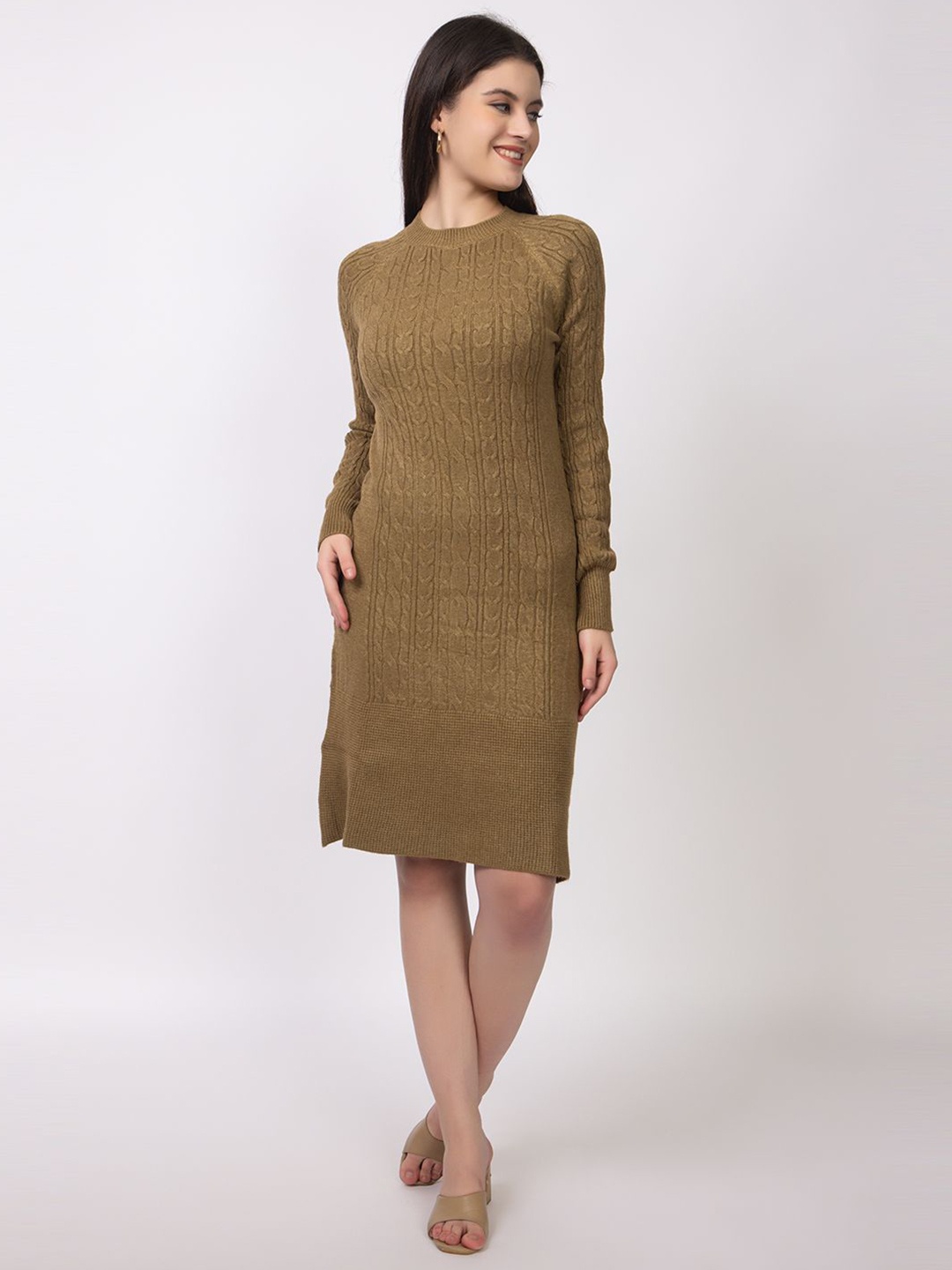 

Lory Woollen Bodycon Dress, Olive
