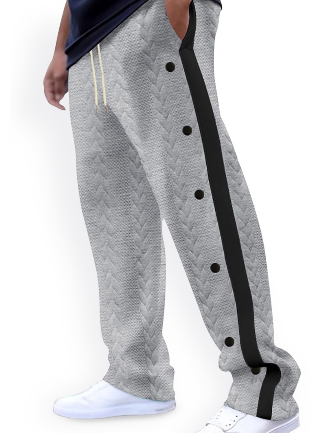 

StyleCast x Revolte Men Striped Easy Wash Trousers, Grey