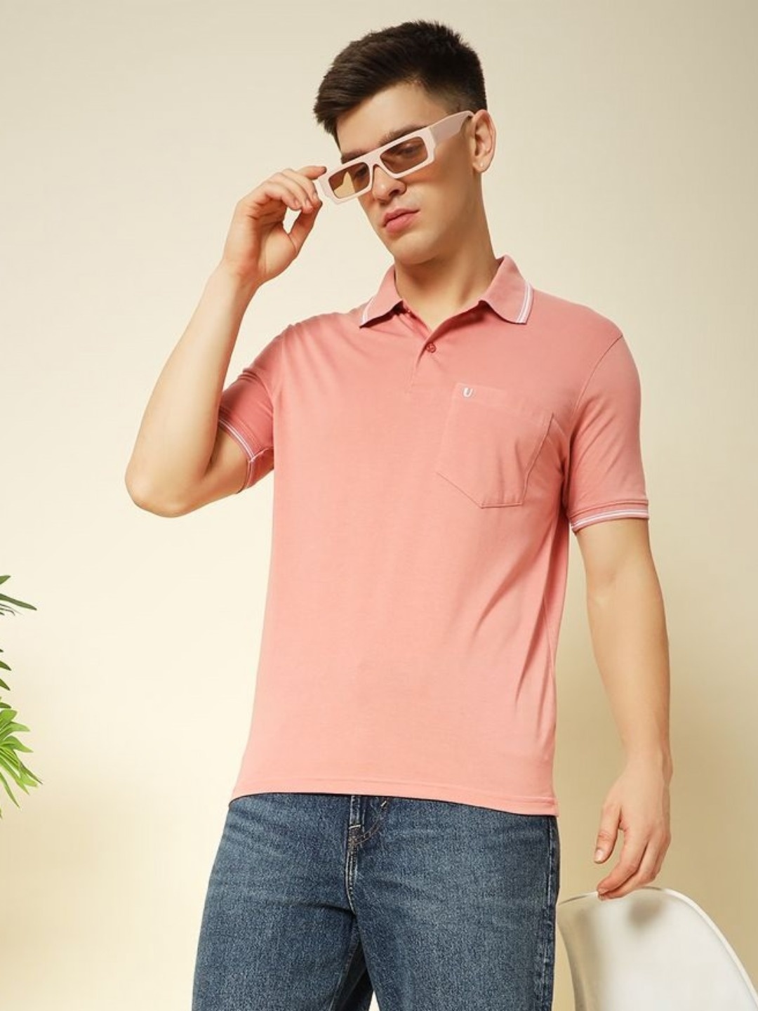 

UNIBERRY Men Polo Collar T-shirt, Pink