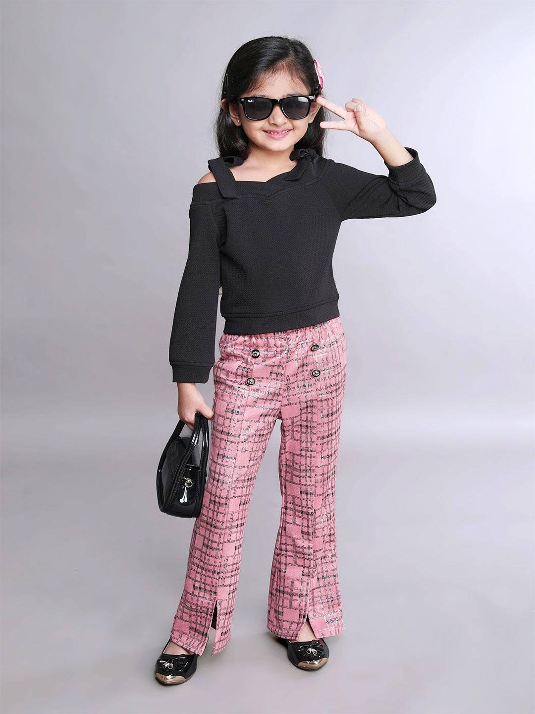 

taffykids Girls Top with Trousers, Black