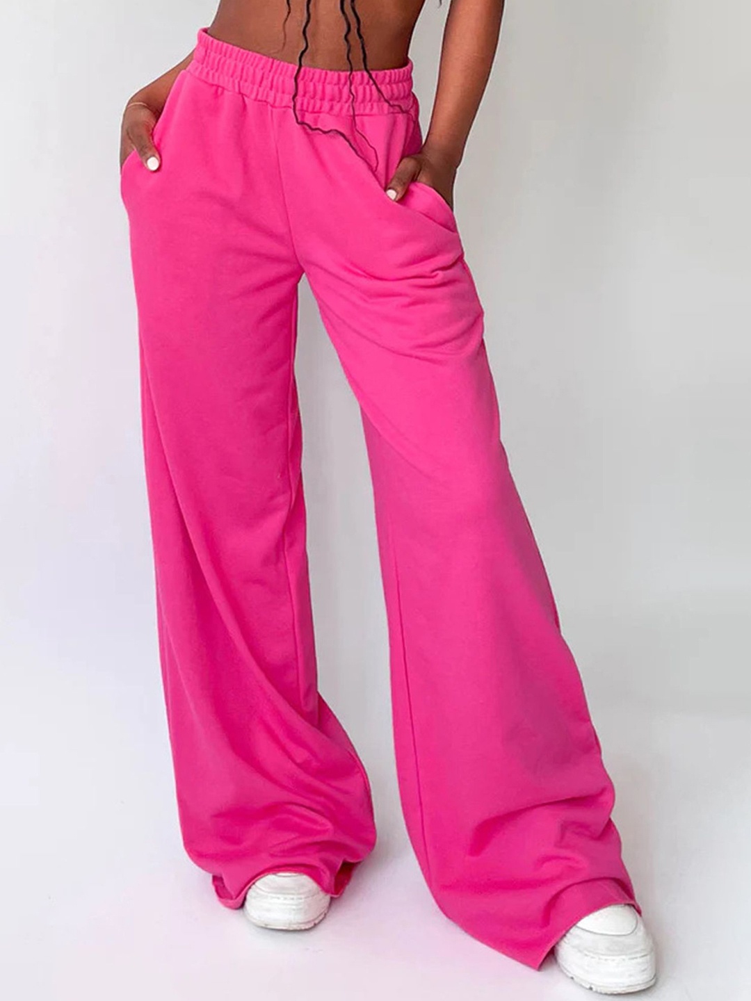 

LULU & SKY Women Loose Fit High-Rise Trousers, Pink