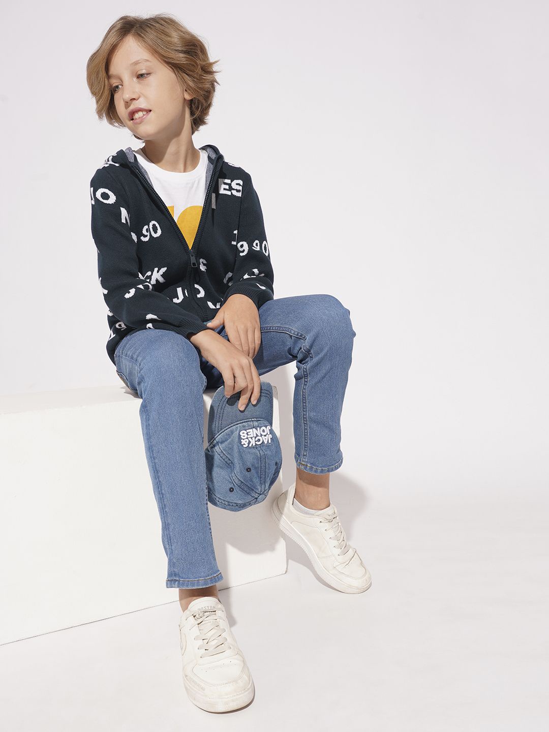 

Jack & Jones Junior Boys Typography Printed Cardigan, Navy blue