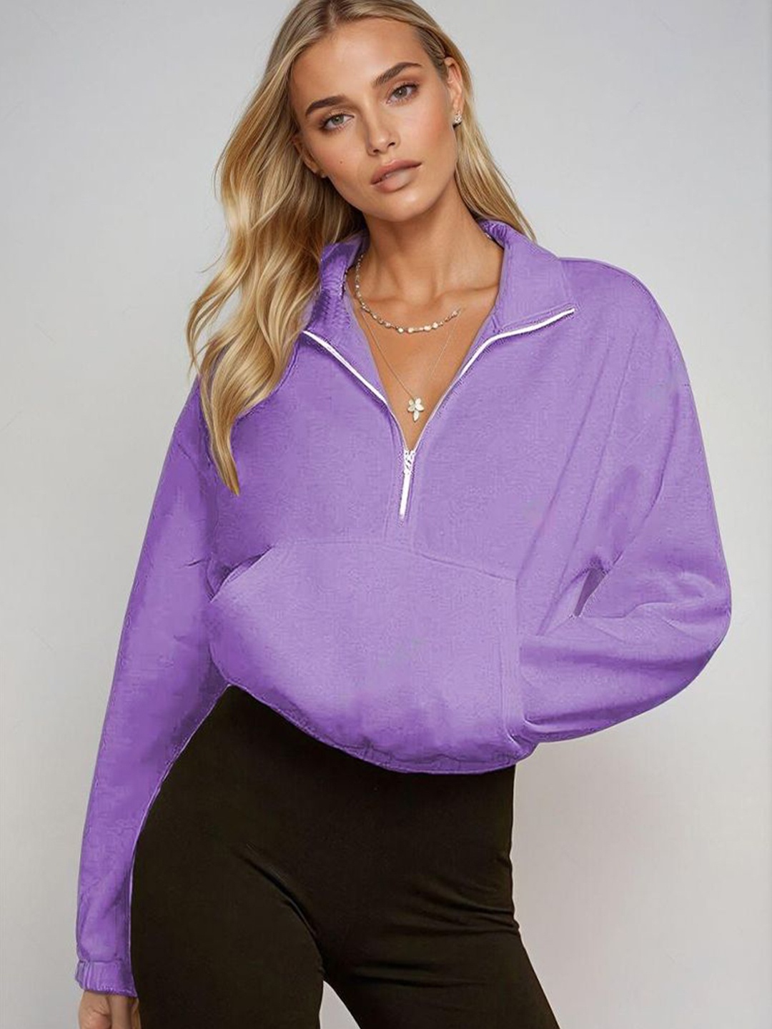 

Kotty Women Turtle Neck Long Sleeves Sweatshirt, Purple