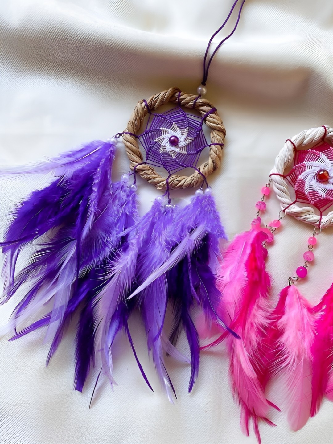 

UVID ART AND CRAFT SUPPLIES Set of 2 Wreath Dream Catcher, Pink