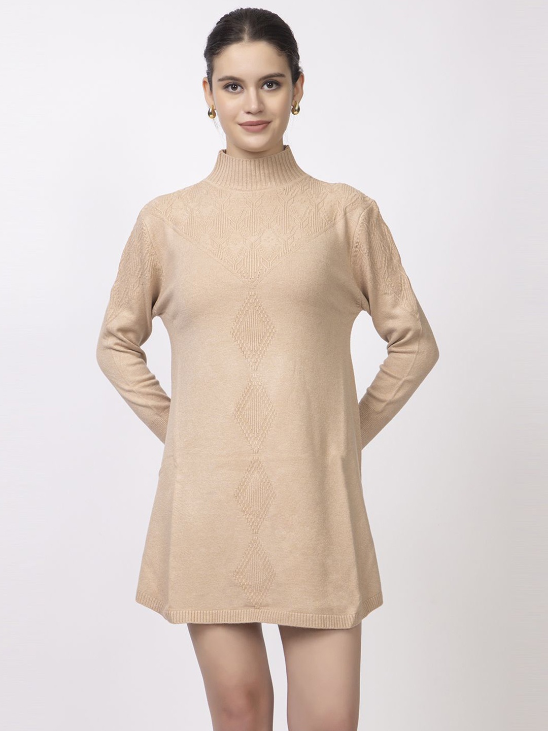 

Lory Woollen A-Line Dress, Beige