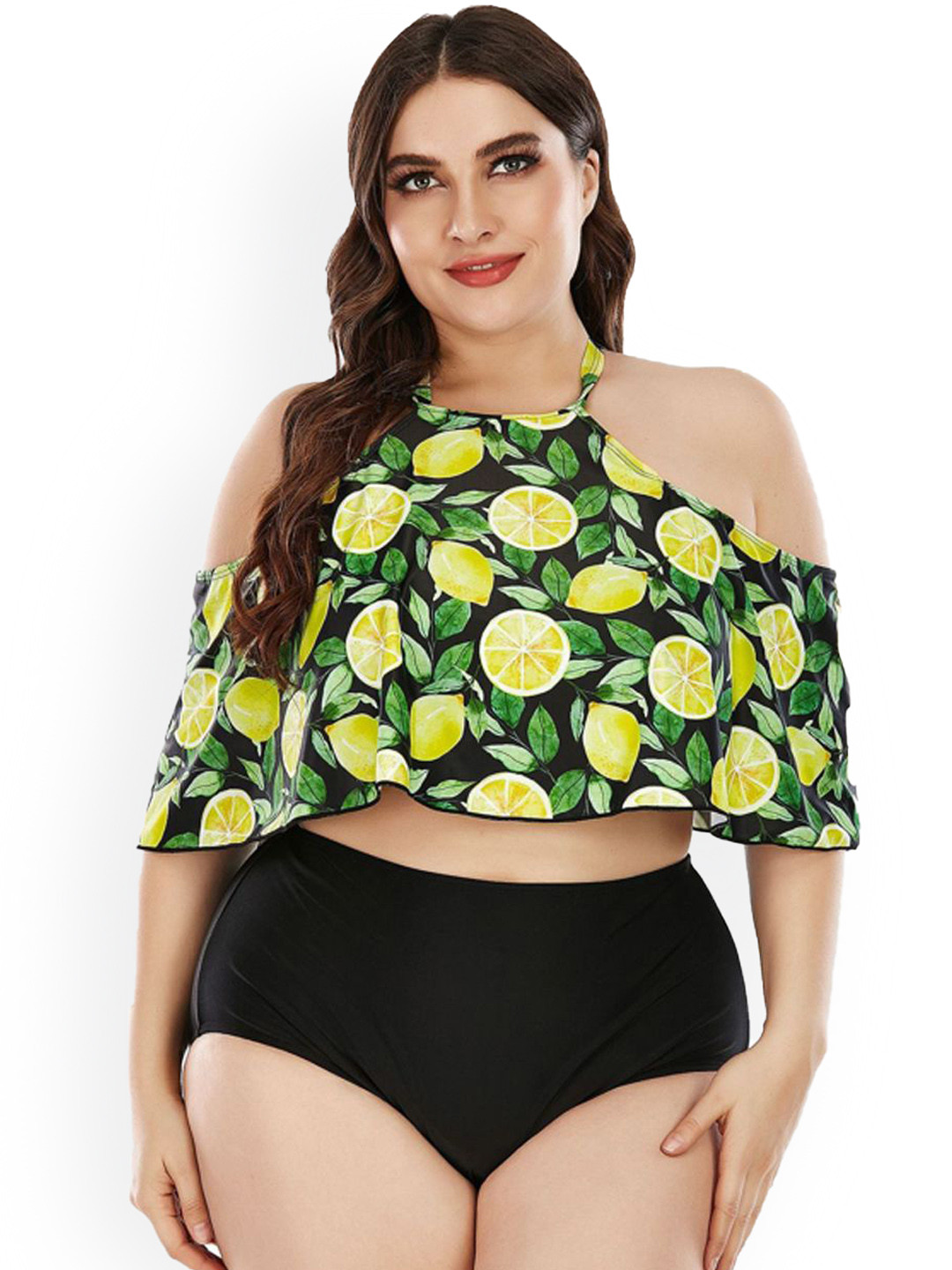

Plus Curvves Plus Size Printed Swim Bikini Set, Green