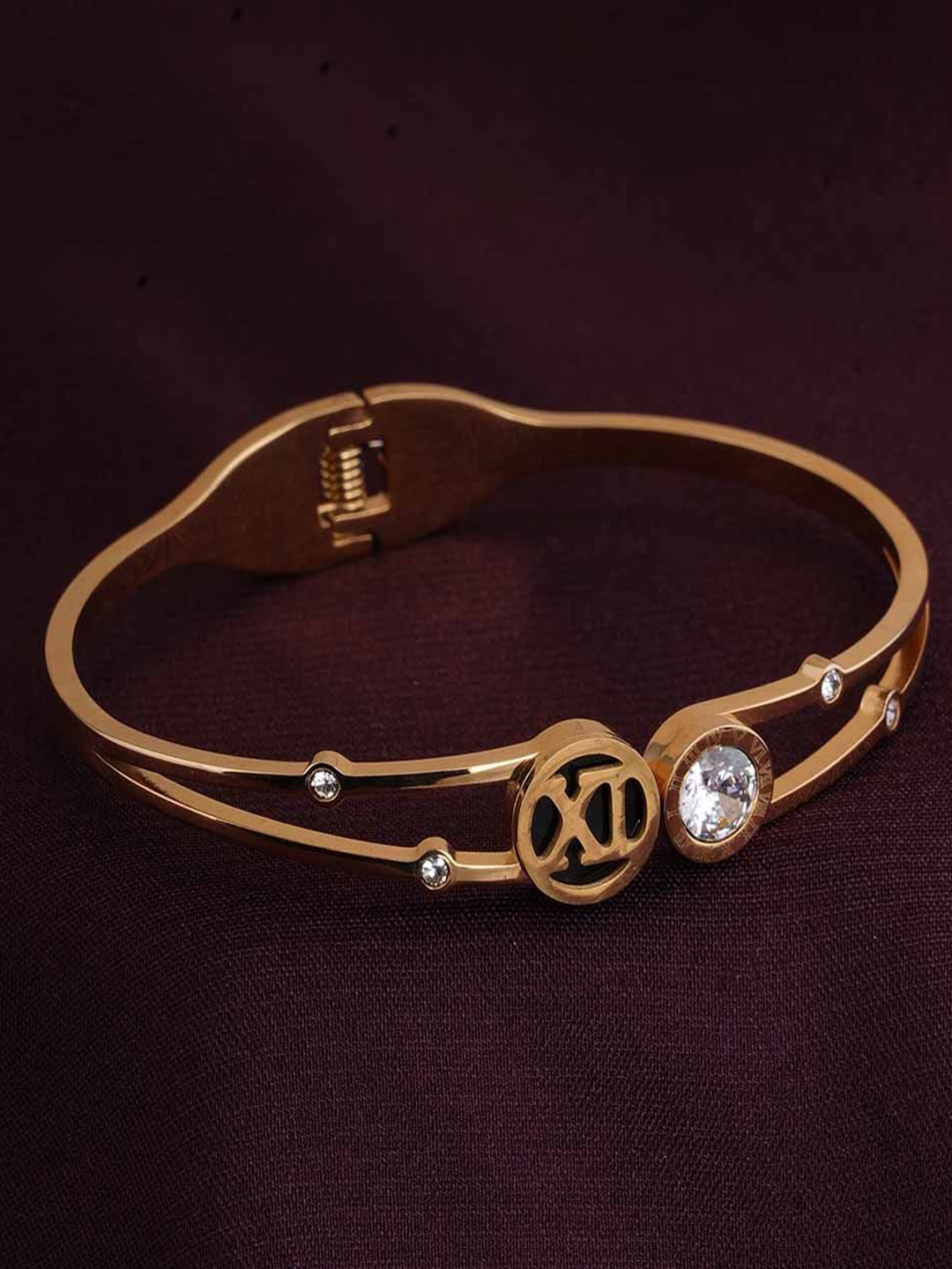 

PALMONAS Women Cubic Zirconia Gold-Plated Bangle-Style Bracelet