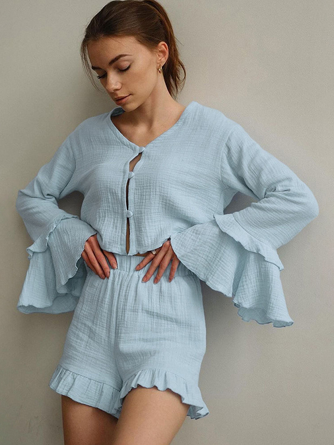 

LULU & SKY Women Pure Cotton Night Suit, Blue
